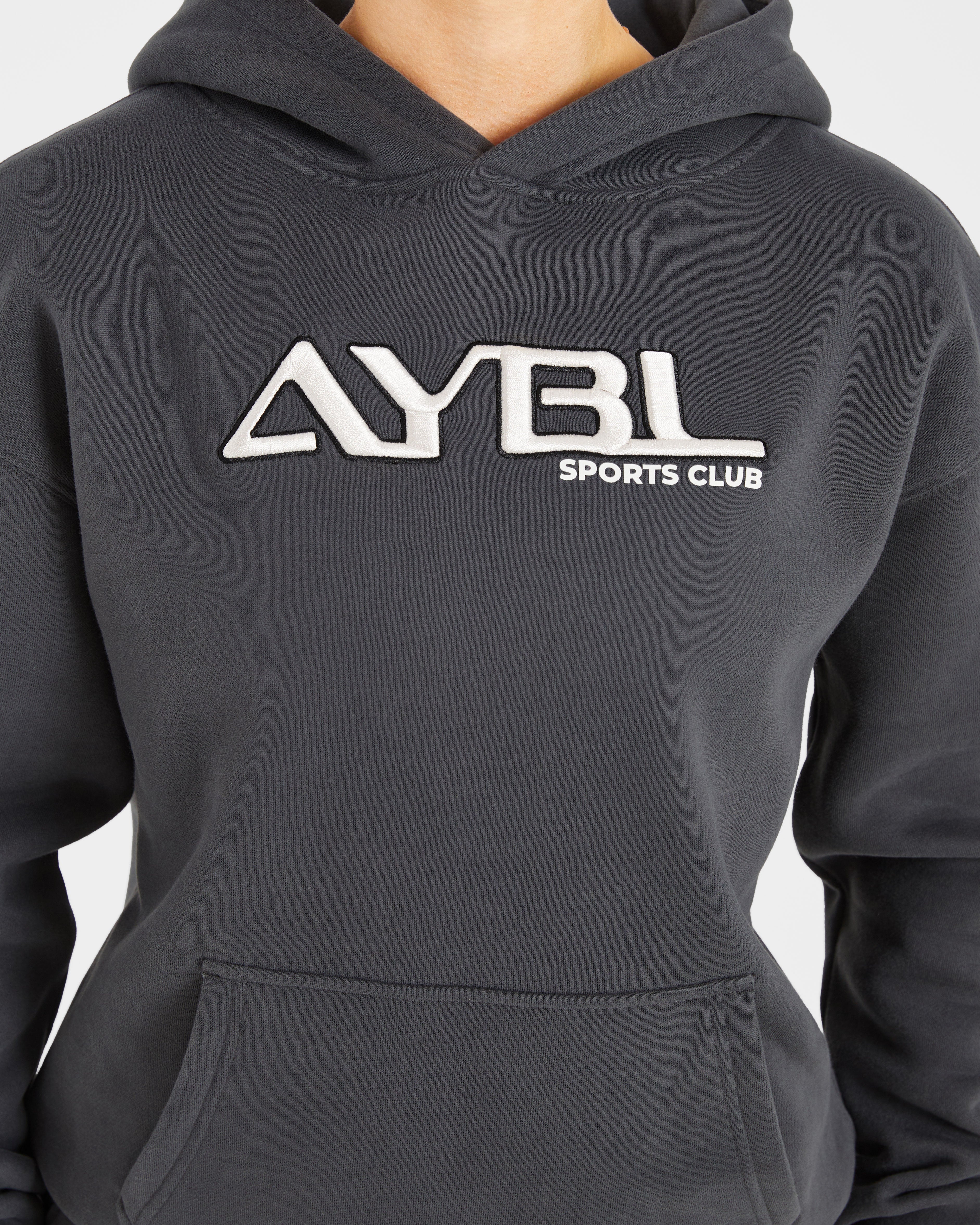 Retro Embroidered Oversized Hoodie - Charcoal - Image 5