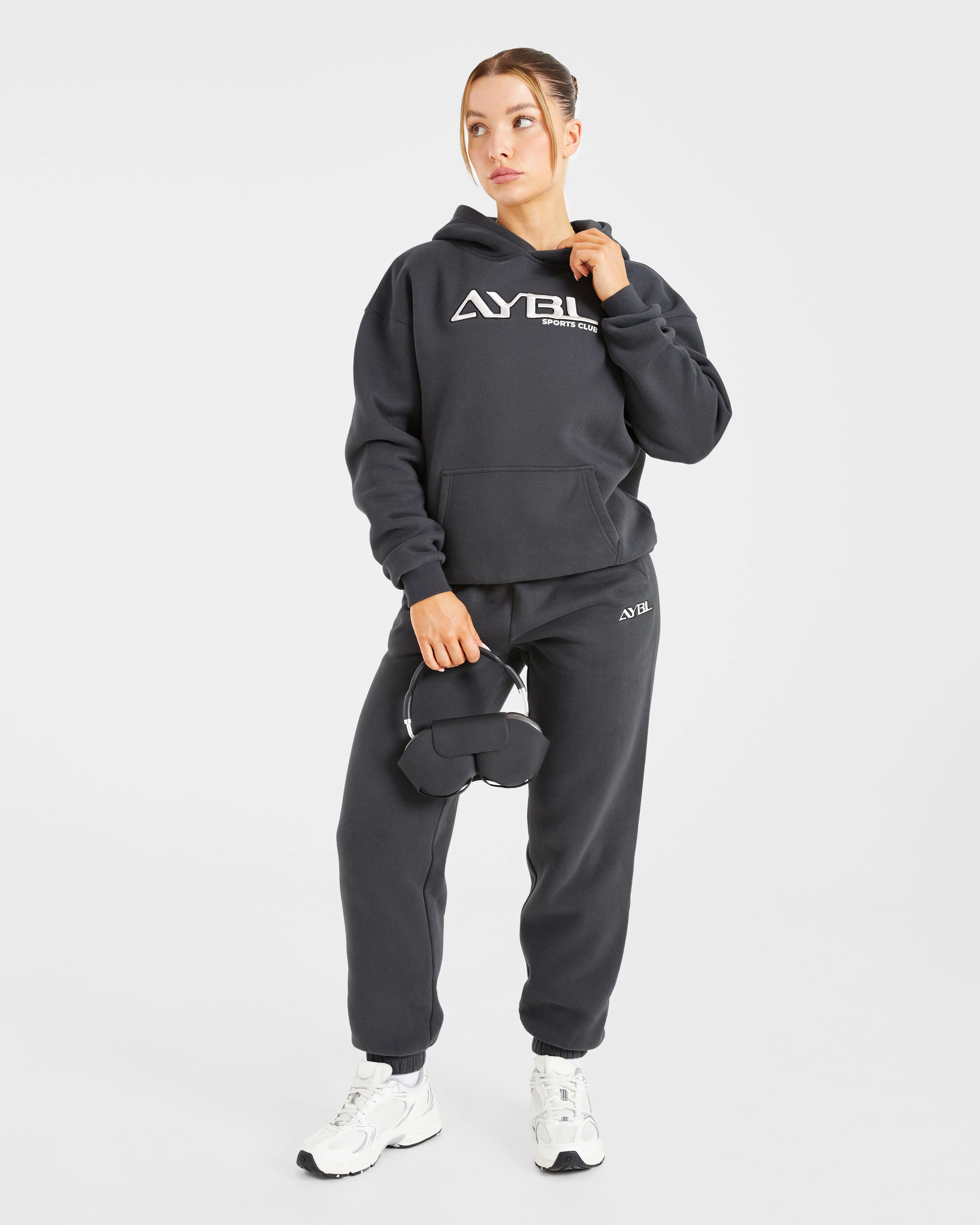 Retro Embroidered Oversized Hoodie - Charcoal - Image 7