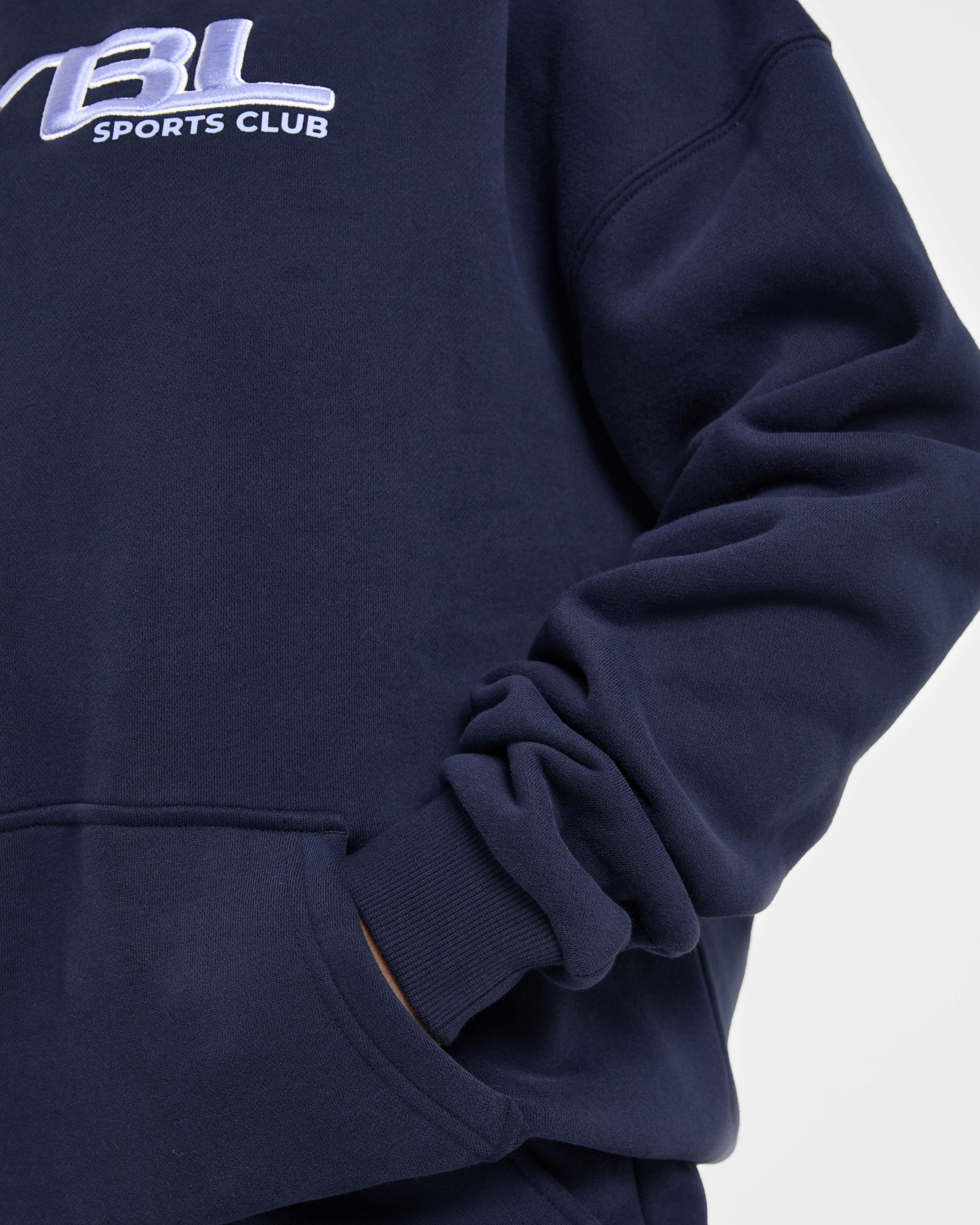 Retro Embroidered Oversized Hoodie - Navy - Image 6