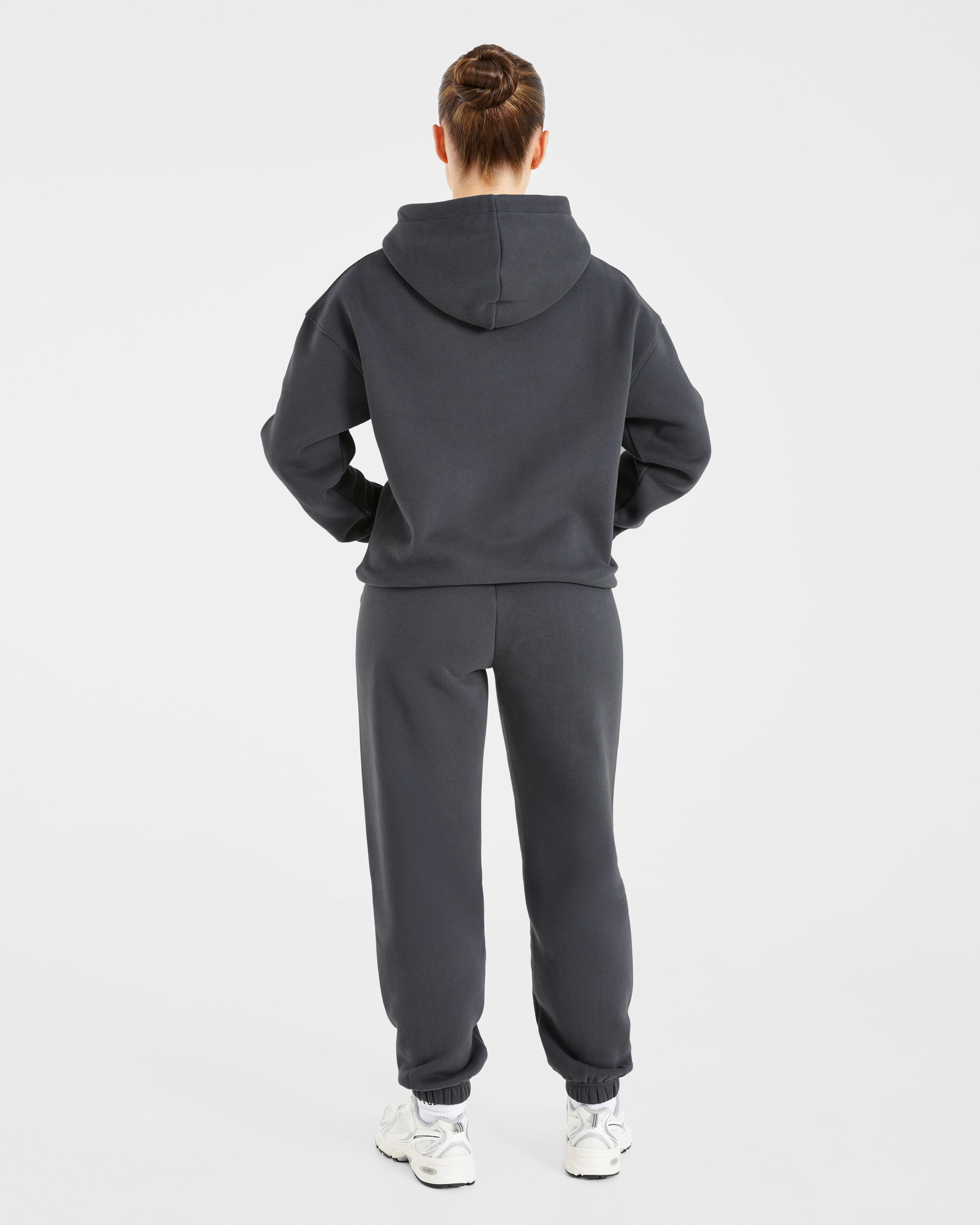 Retro Embroidered Oversized Joggers - Charcoal - Image 4