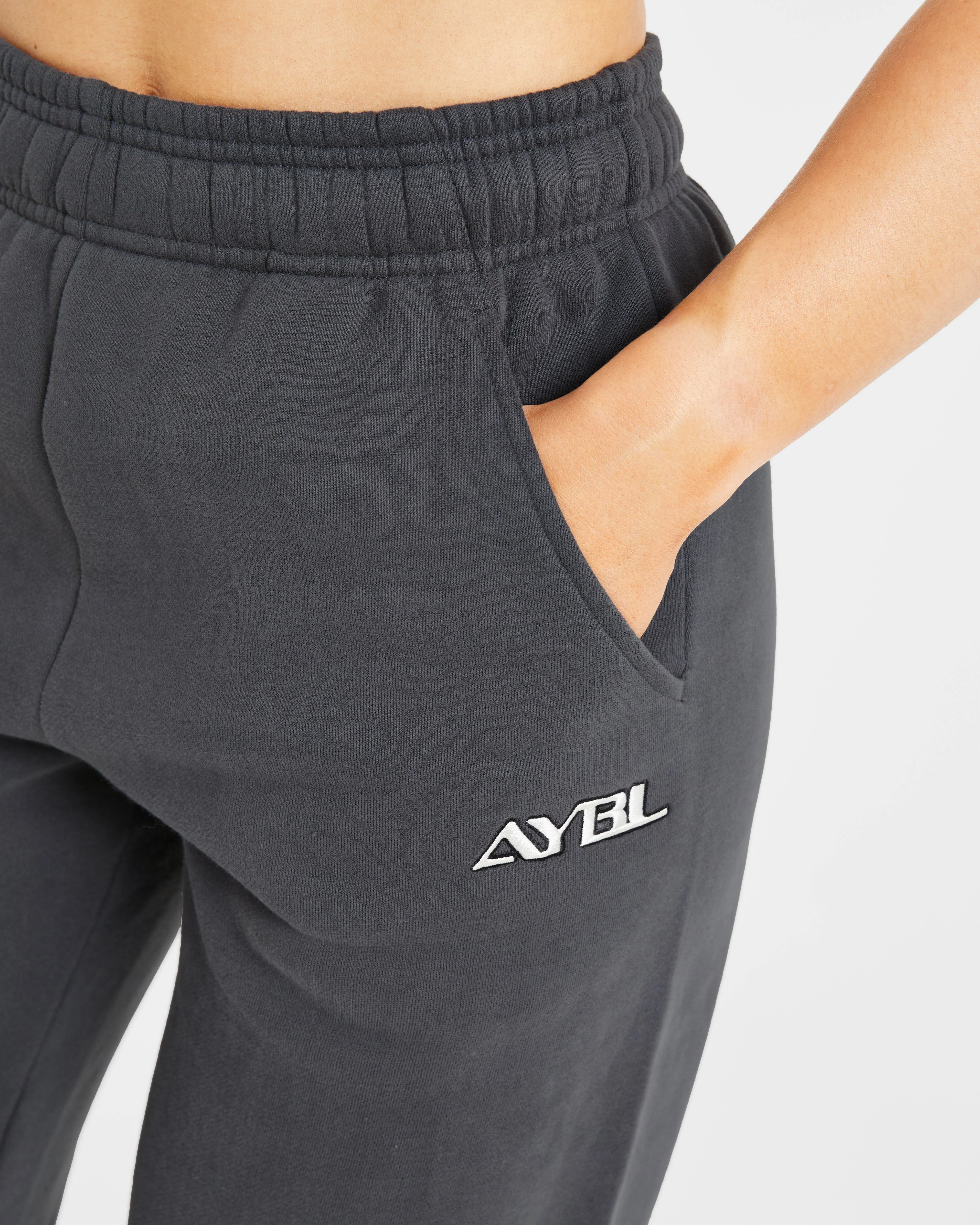 Retro Embroidered Oversized Joggers - Charcoal - Image 5
