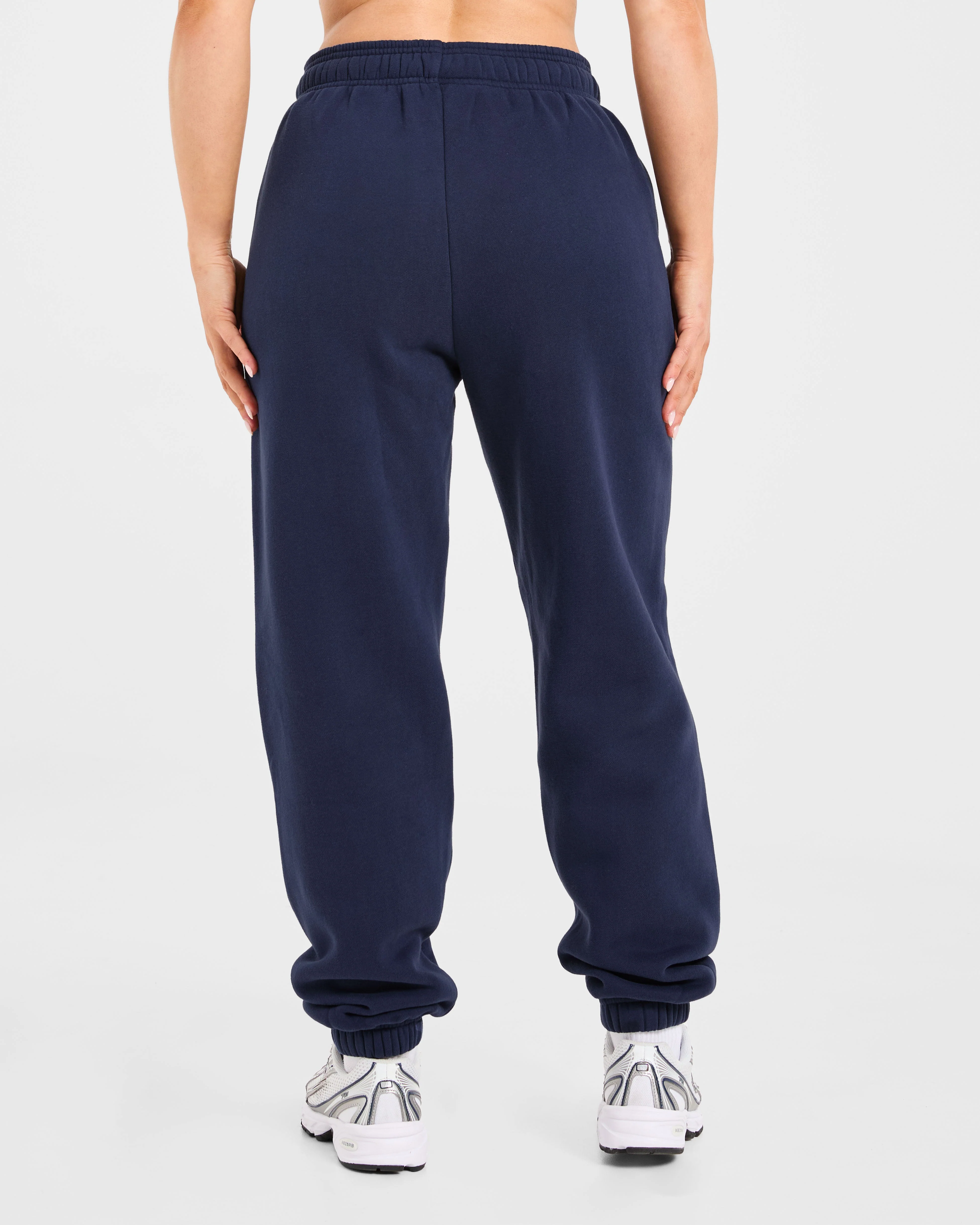 Retro Embroidered Oversized Joggers - Navy - Image 2