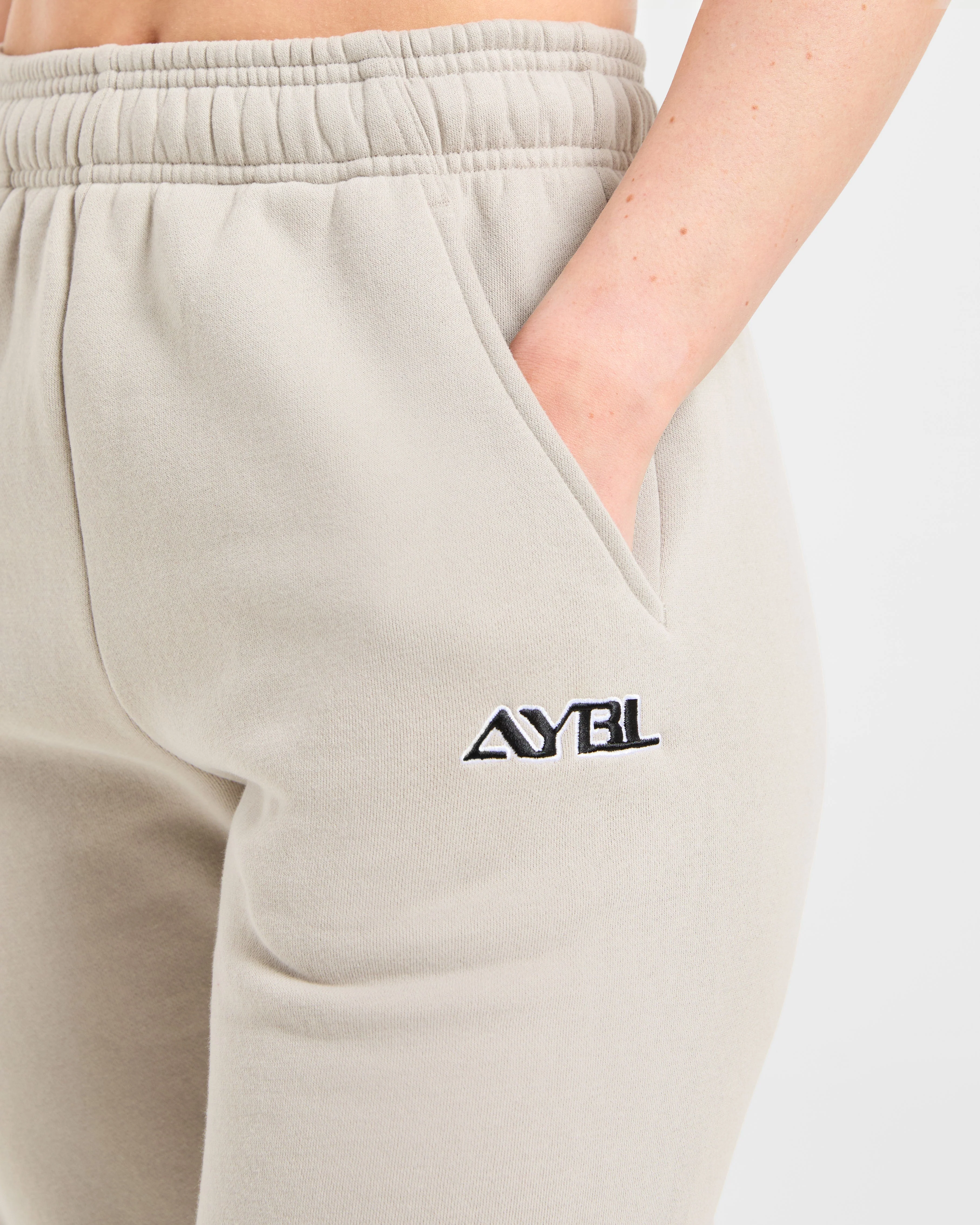 Retro Embroidered Oversized Joggers - Taupe Grey - Image 5