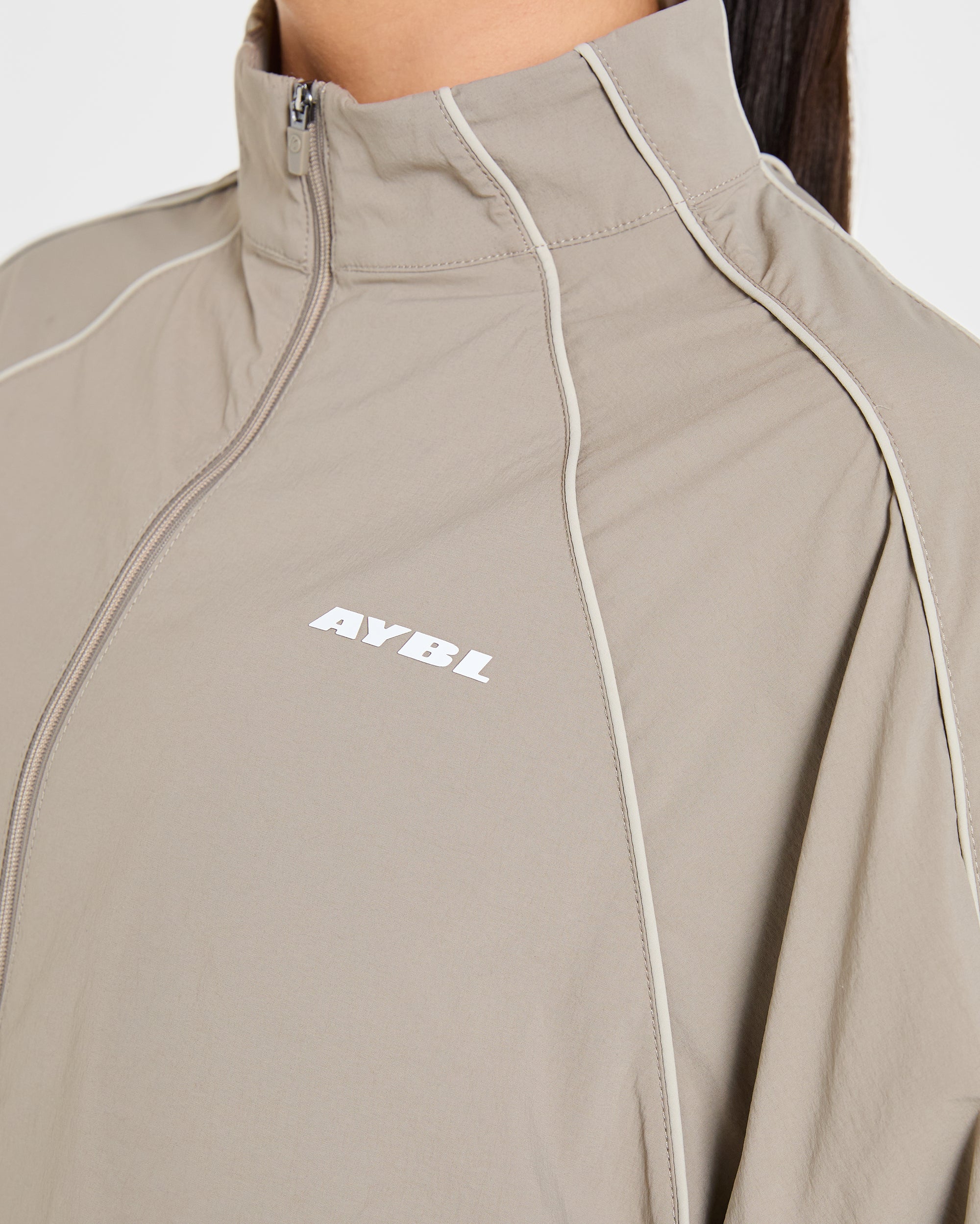 Retro Track Jacket - Taupe - Image 6