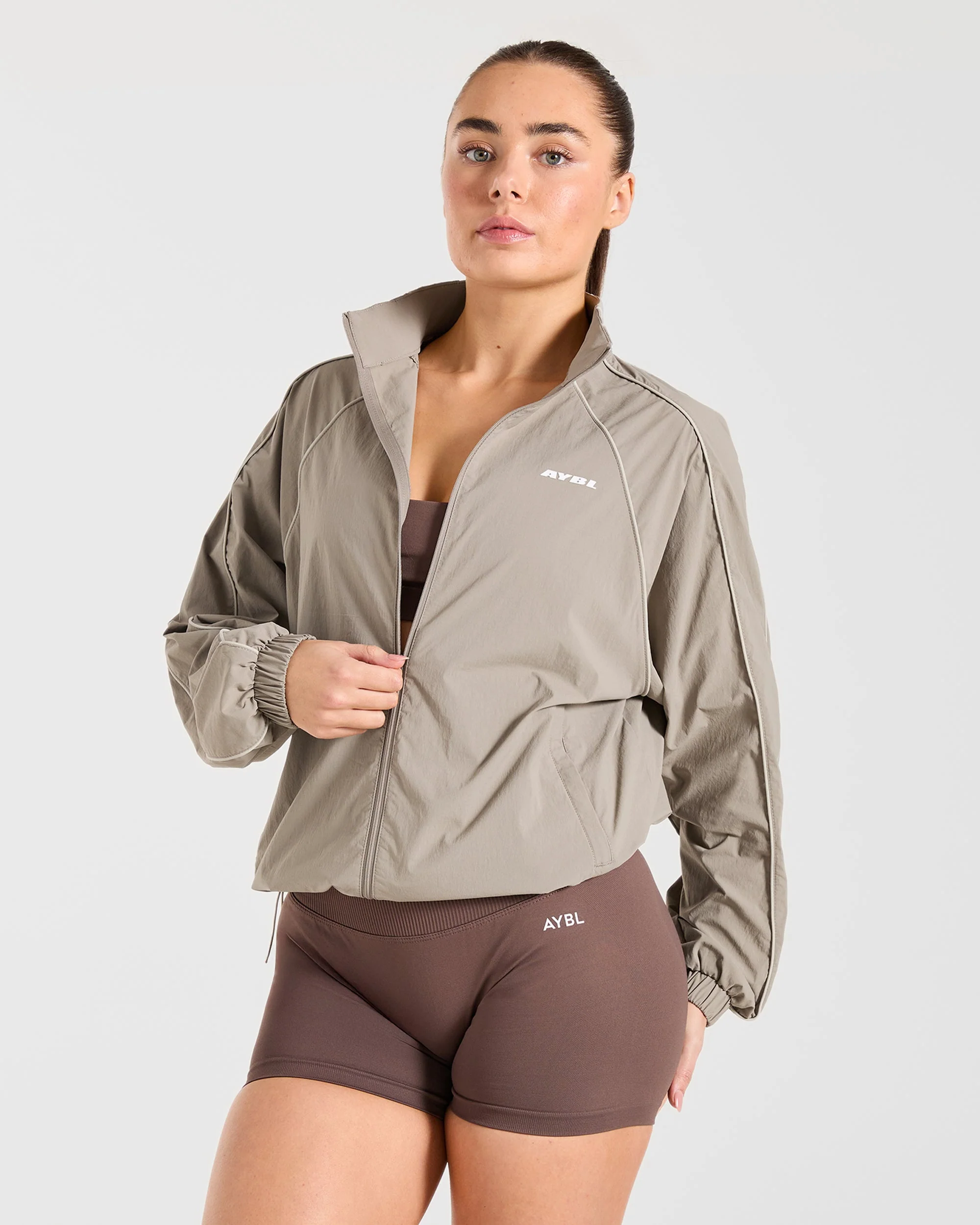 Retro Track Jacket - Taupe - Image 8