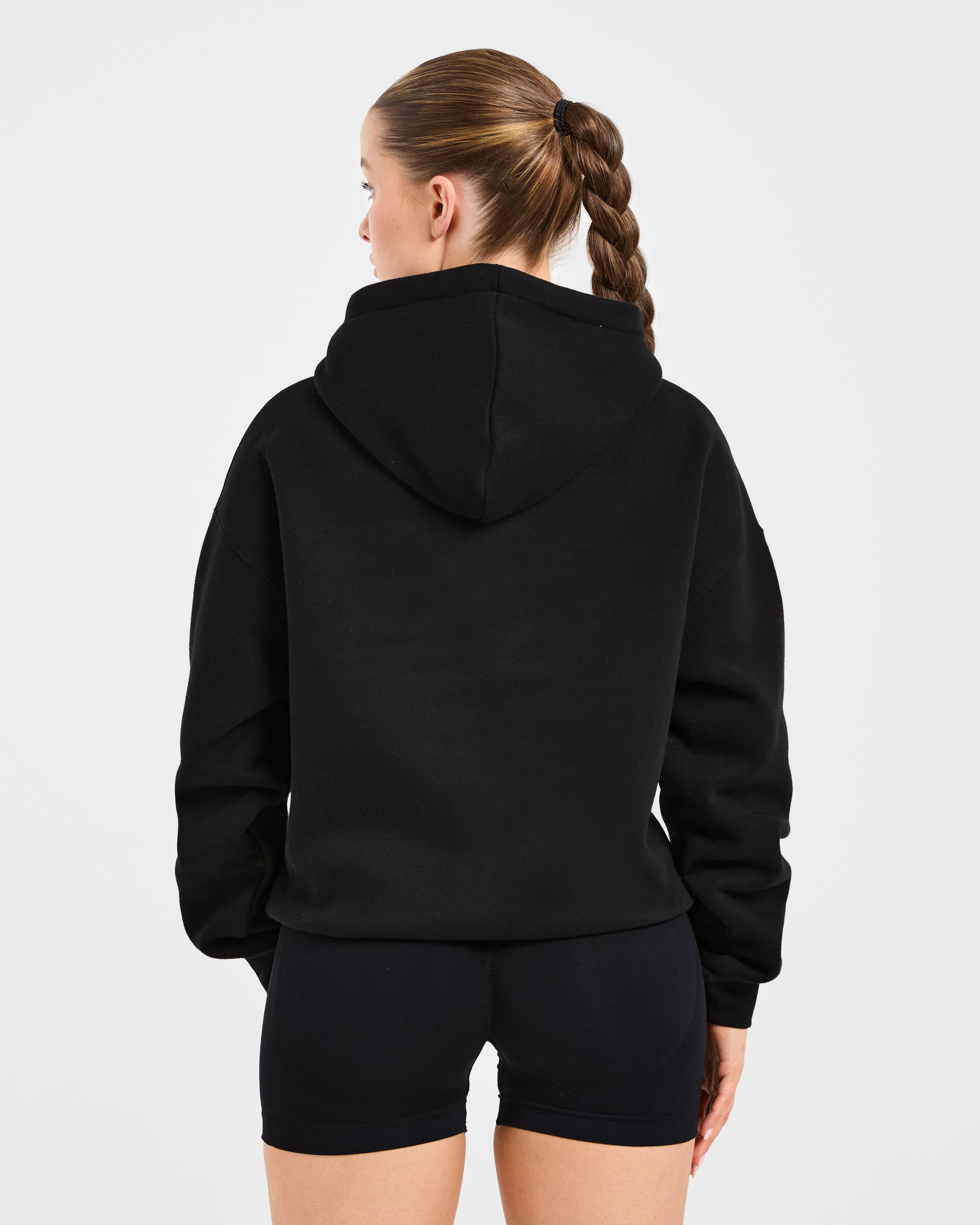 Script Embroidered Oversized Hoodie - Noir - Image 2