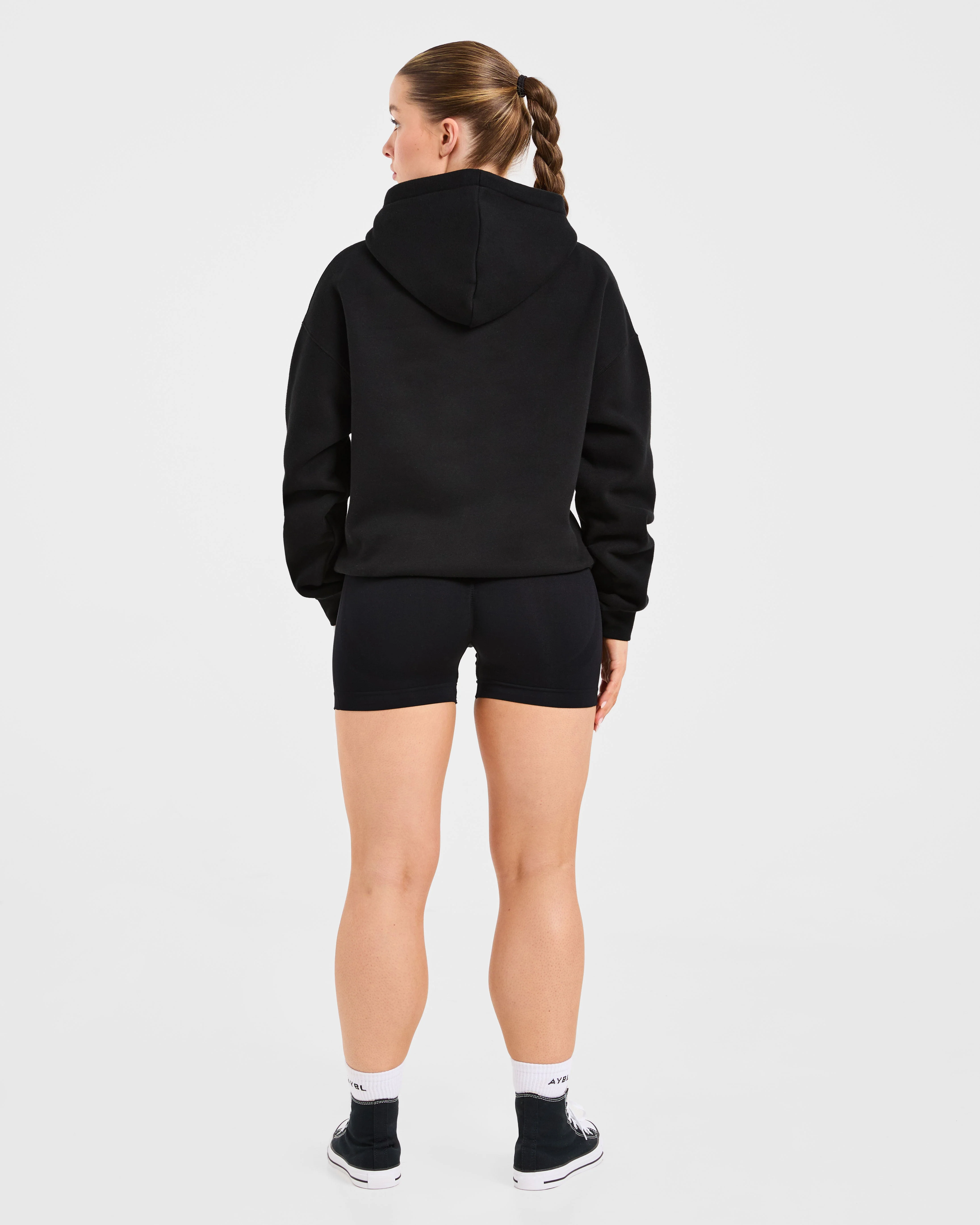 Script Embroidered Oversized Hoodie - Noir - Image 4