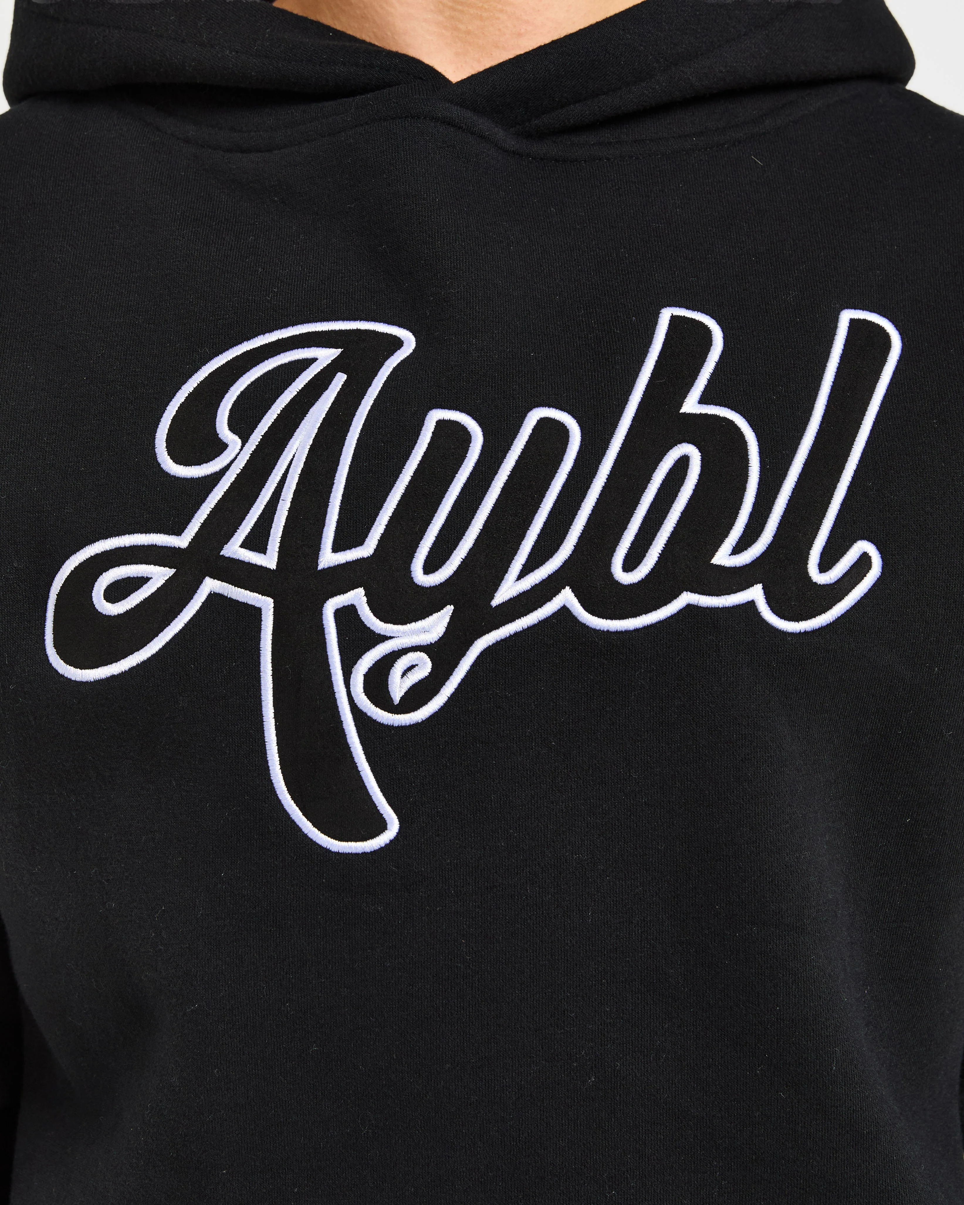 Script Embroidered Oversized Hoodie - Noir - Image 5