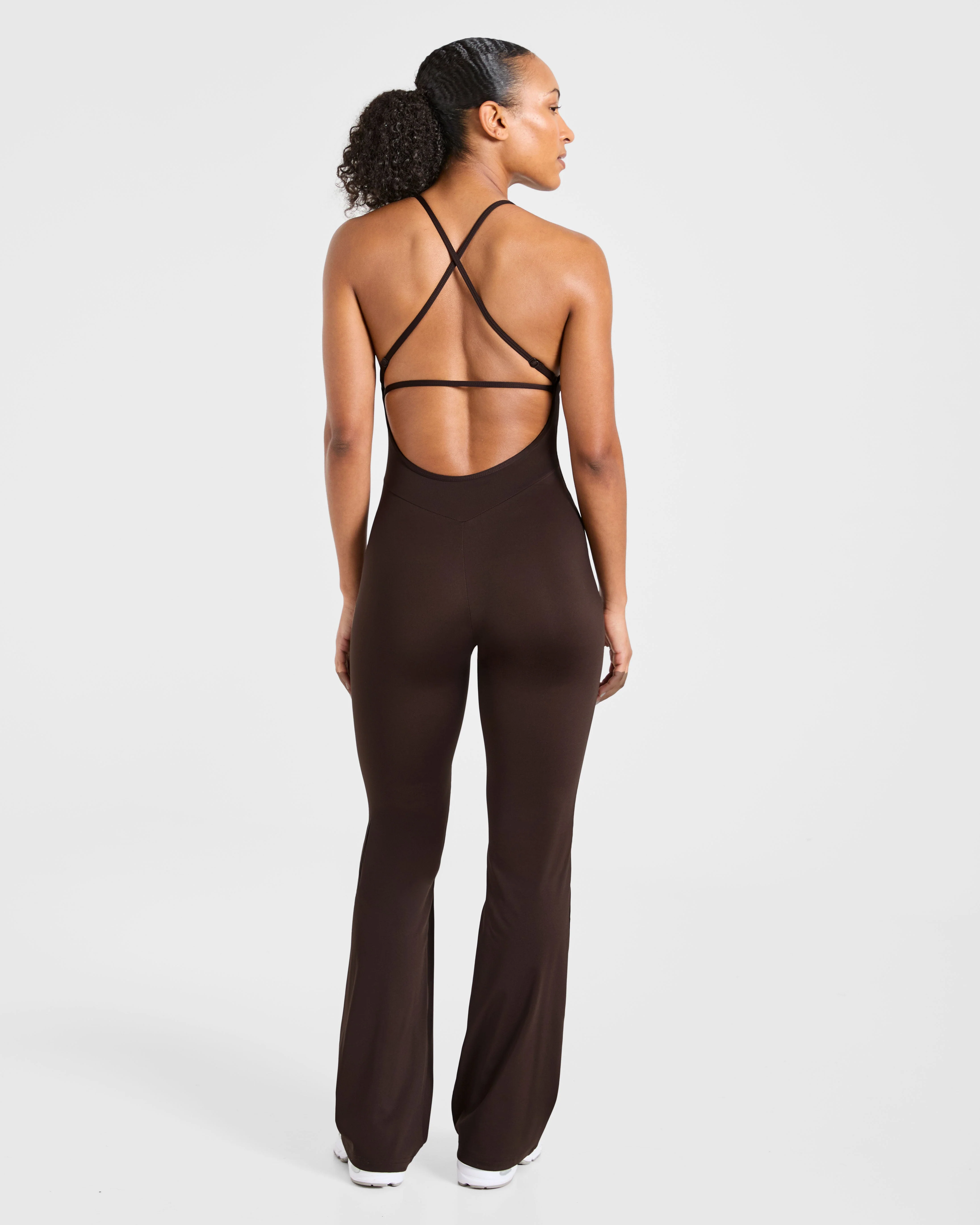 Sculpt Backless Flared All In One - Deep Cocoa Marron - Image 2