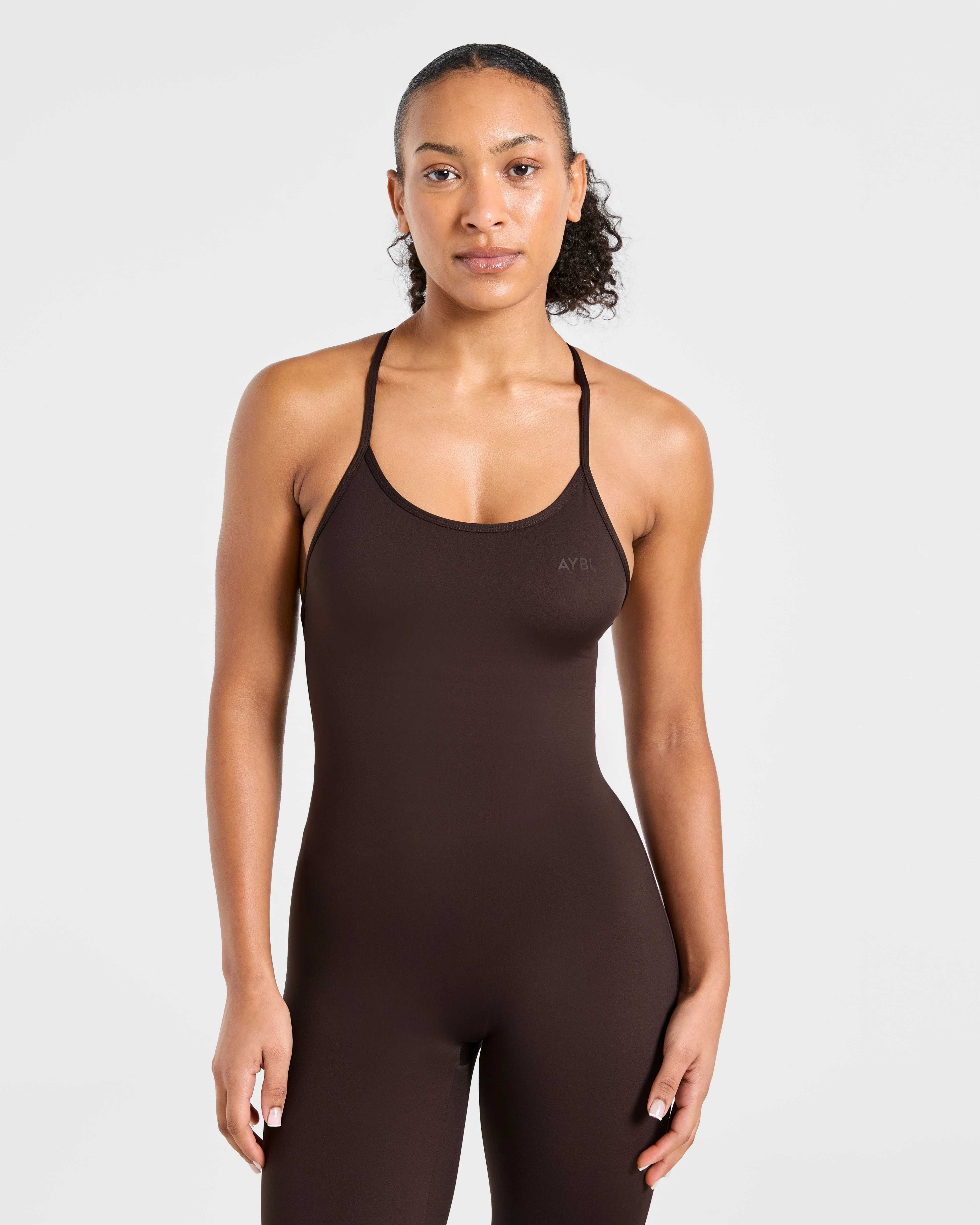 Sculpt Backless Flared All In One - Deep Cocoa Marron - Image 3