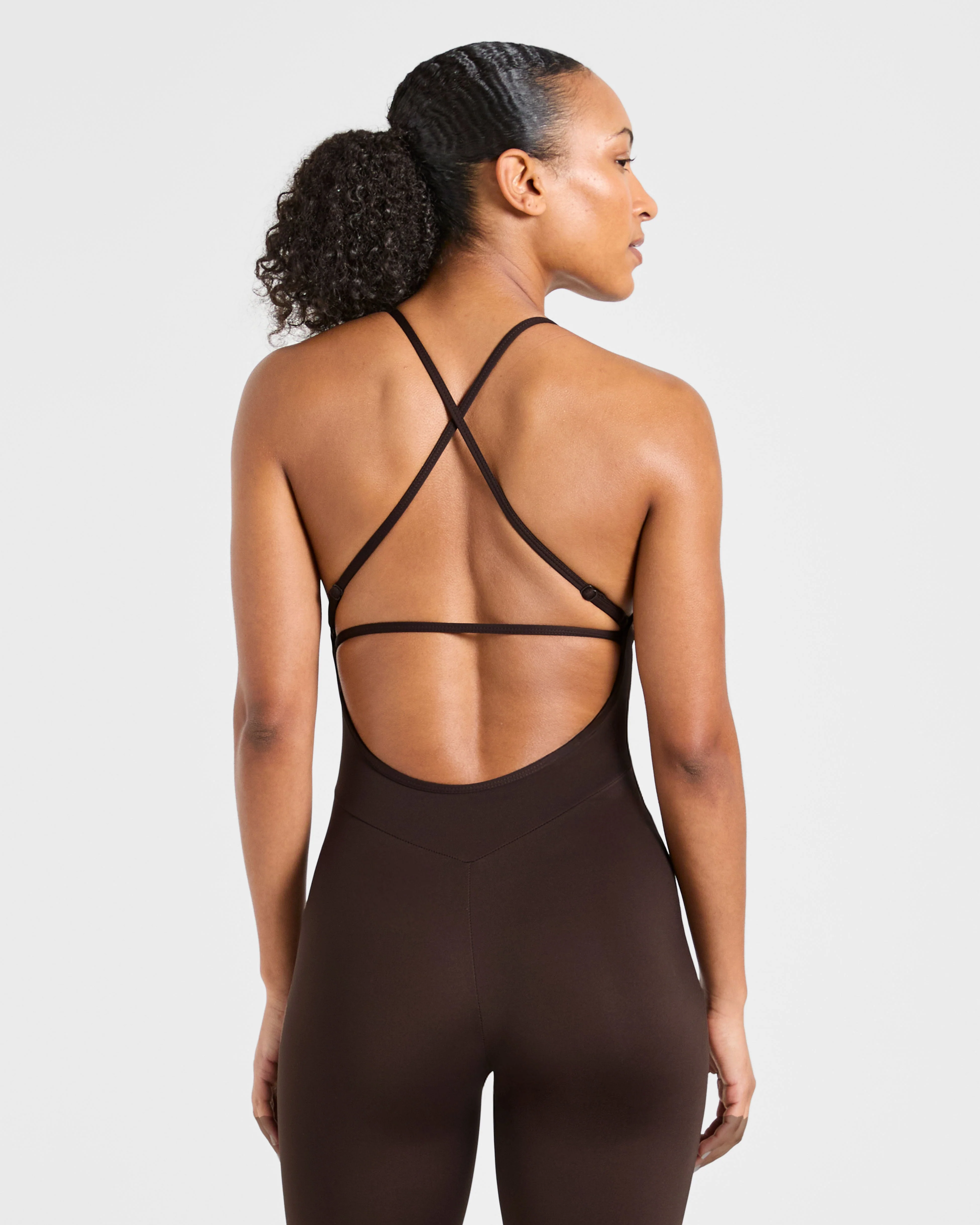 Sculpt Backless Flared All In One - Deep Cocoa Marron - Image 4