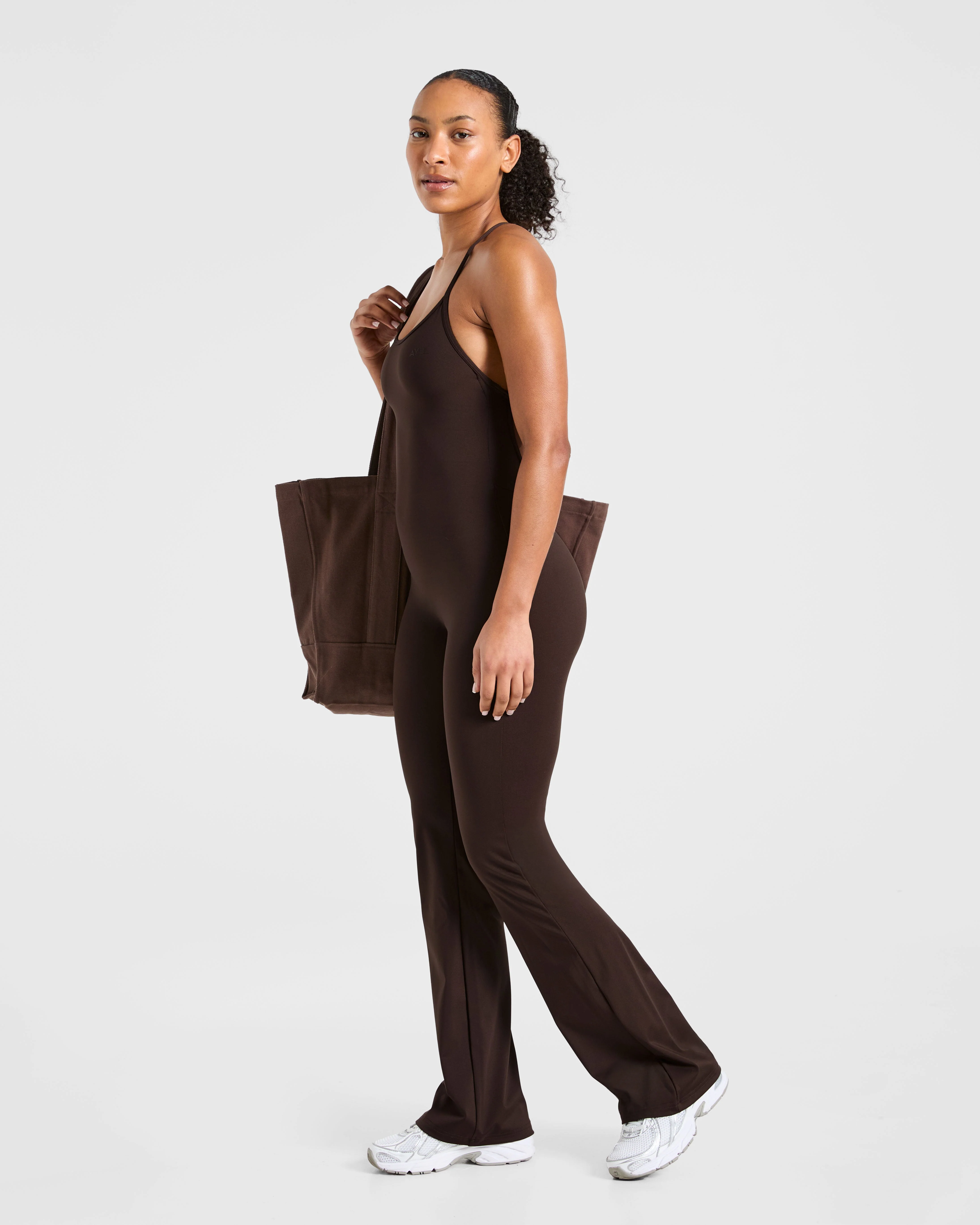 Sculpt Backless Flared All In One - Deep Cocoa Marron - Image 8