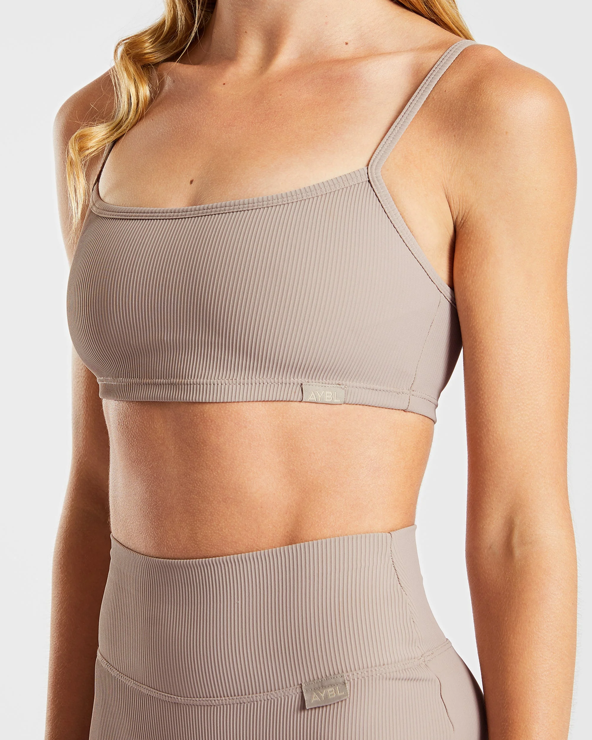 Sculpt Ribbed Bralet - Taupe - Image 5