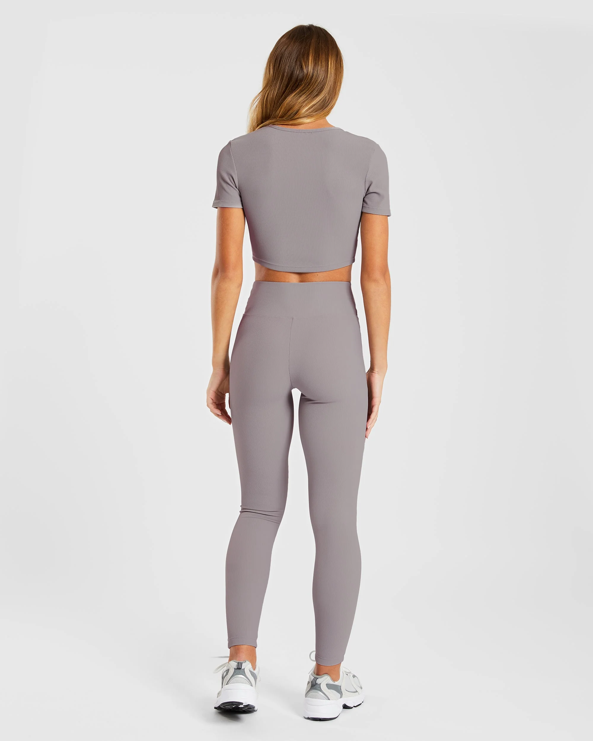 Sculpt Ribbed Leggings - Fog Gris - Image 4