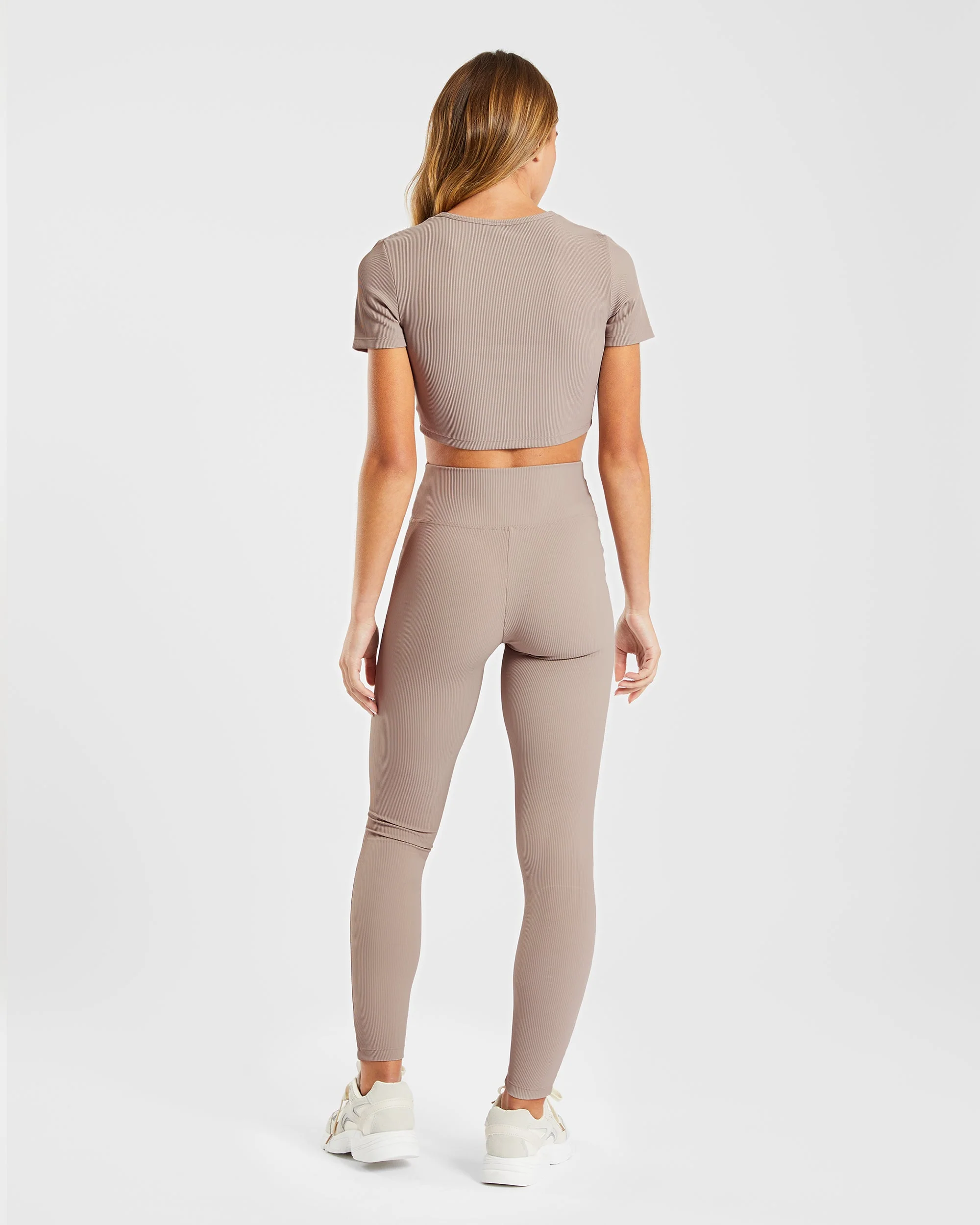 Sculpt Ribbed Leggings - Taupe - Image 4