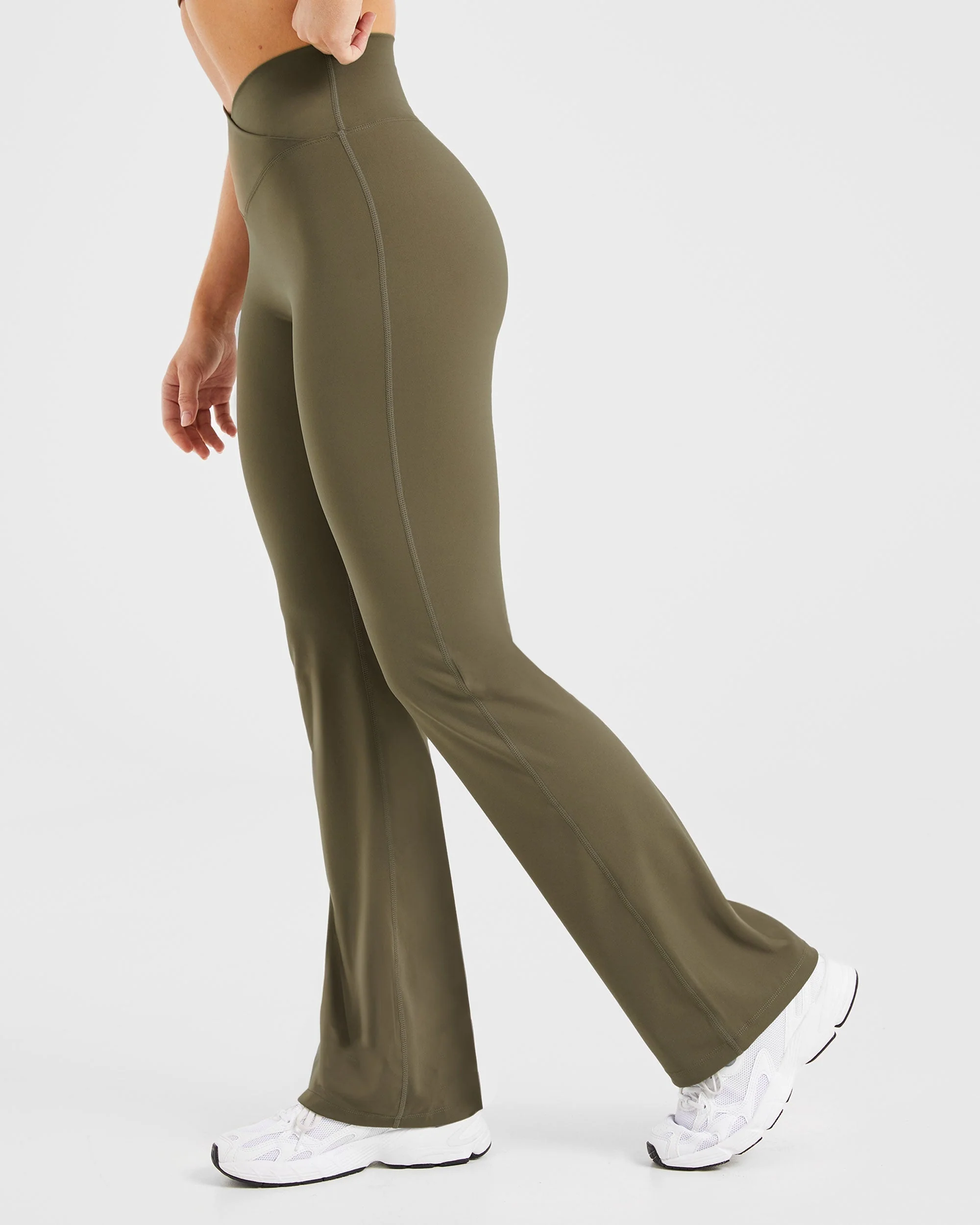 Sculpt Wrap Flared Leggings - Deep Khaki - Image 5