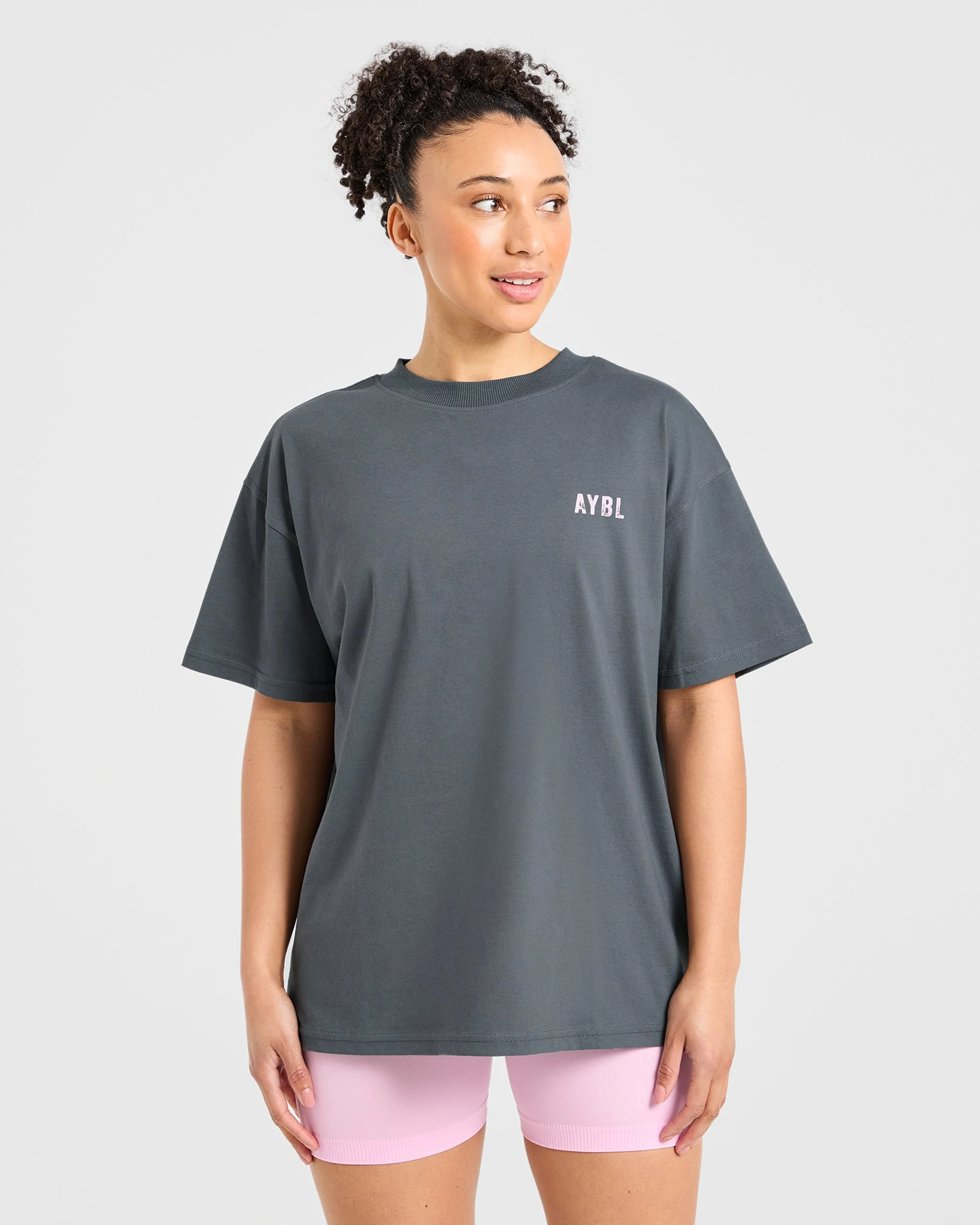 Sculpting Season Oversized T Shirt - Gris/Rose - Image 2