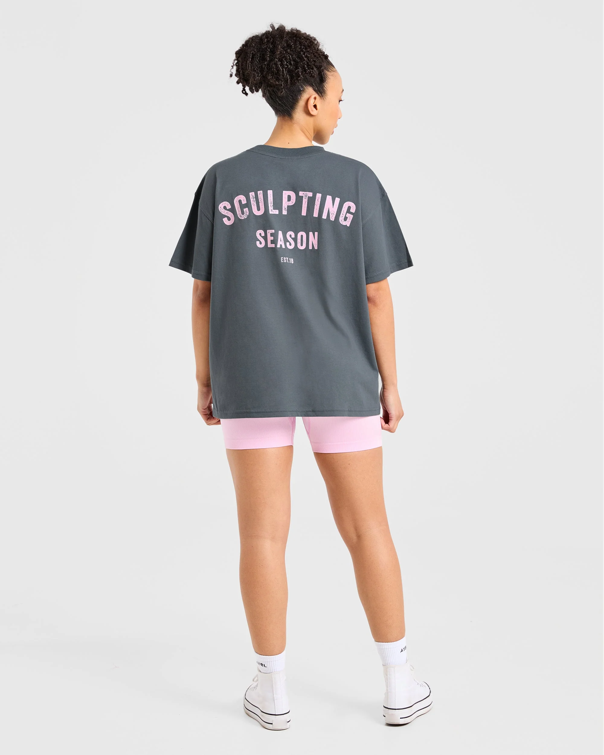Sculpting Season Oversized T Shirt - Gris/Rose - Image 3