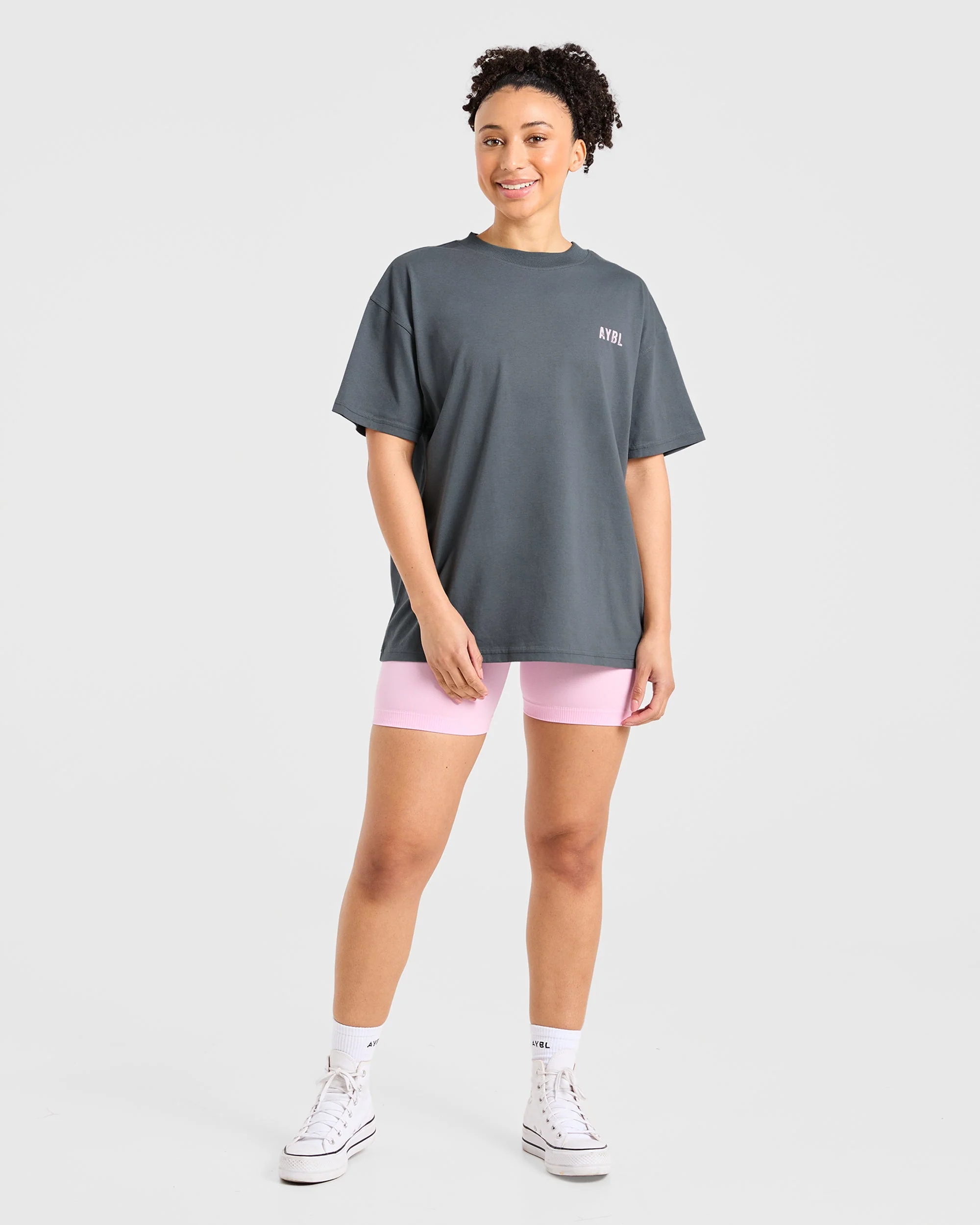 Sculpting Season Oversized T Shirt - Gris/Rose - Image 4