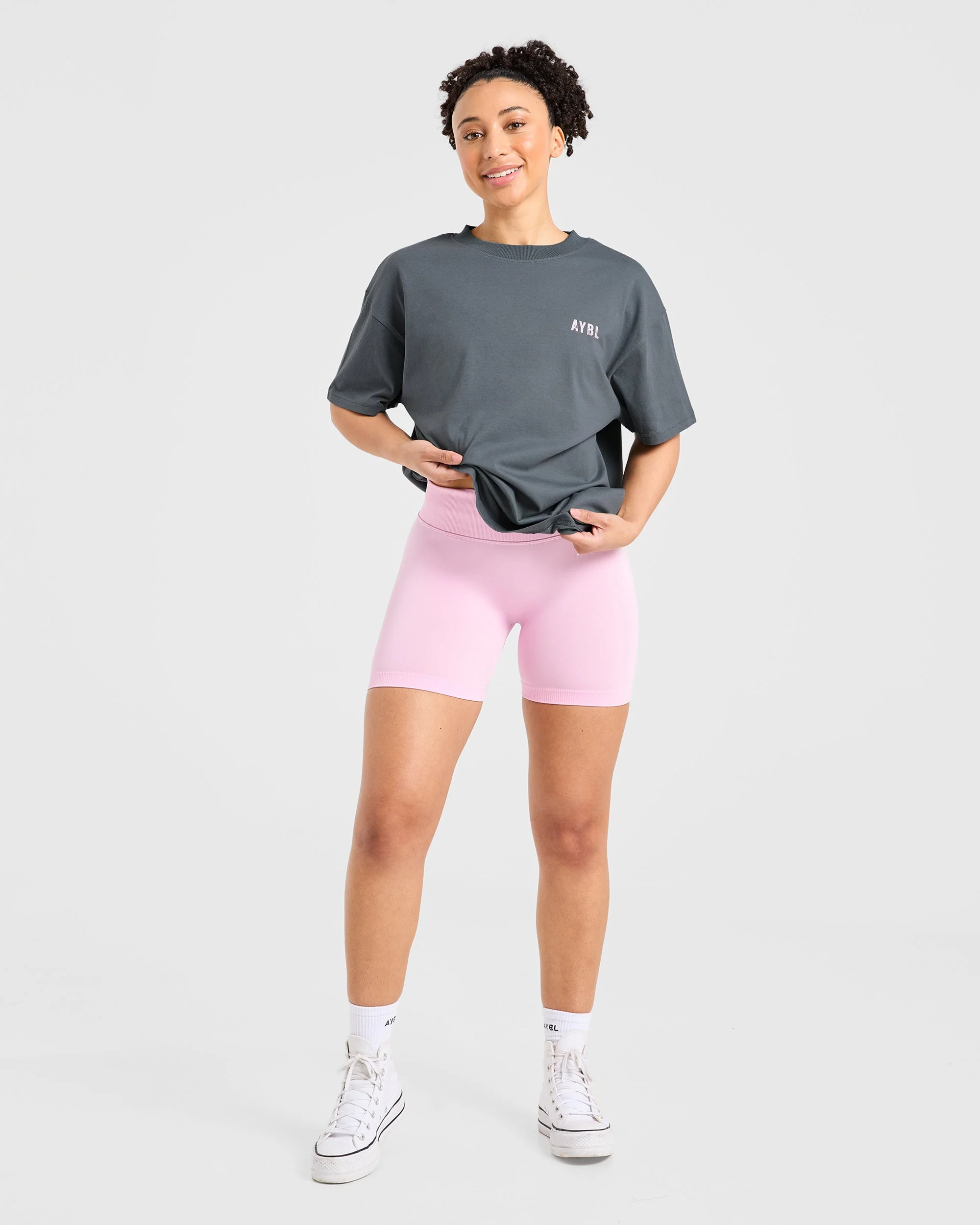 Sculpting Season Oversized T Shirt - Gris/Rose - Image 7