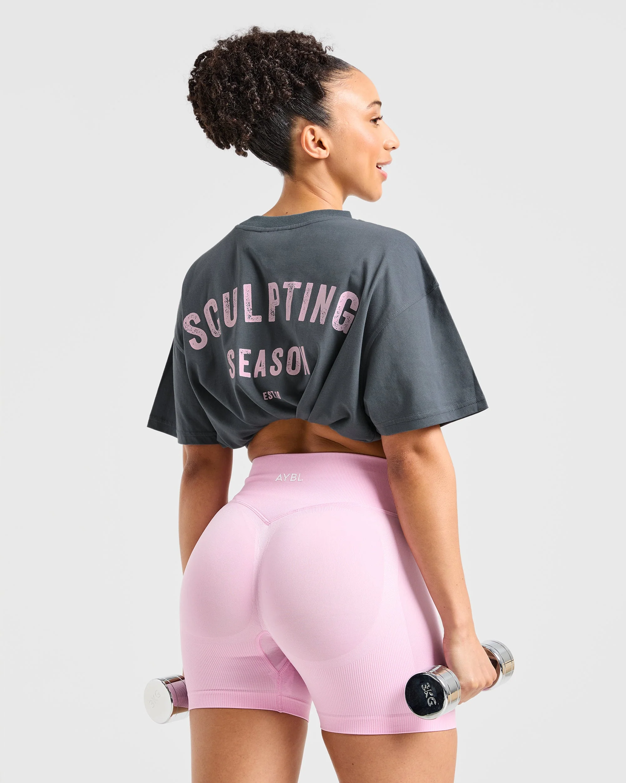 Sculpting Season Oversized T Shirt - Gris/Rose - Image 8