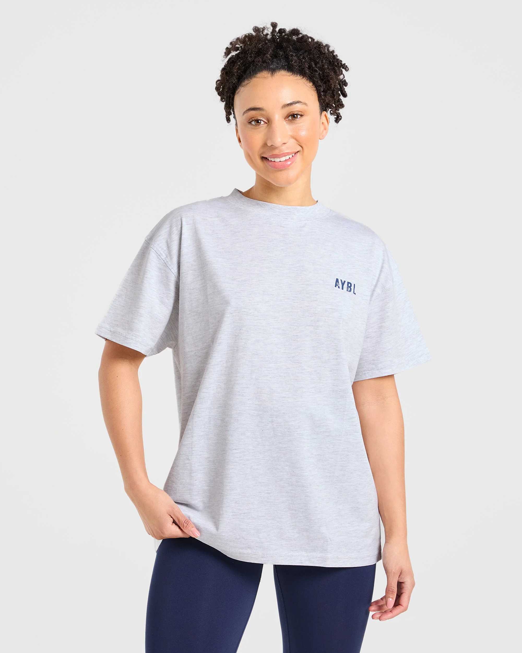 Sculpting Season Oversized T Shirt - Heather Gris/Navy - Image 2