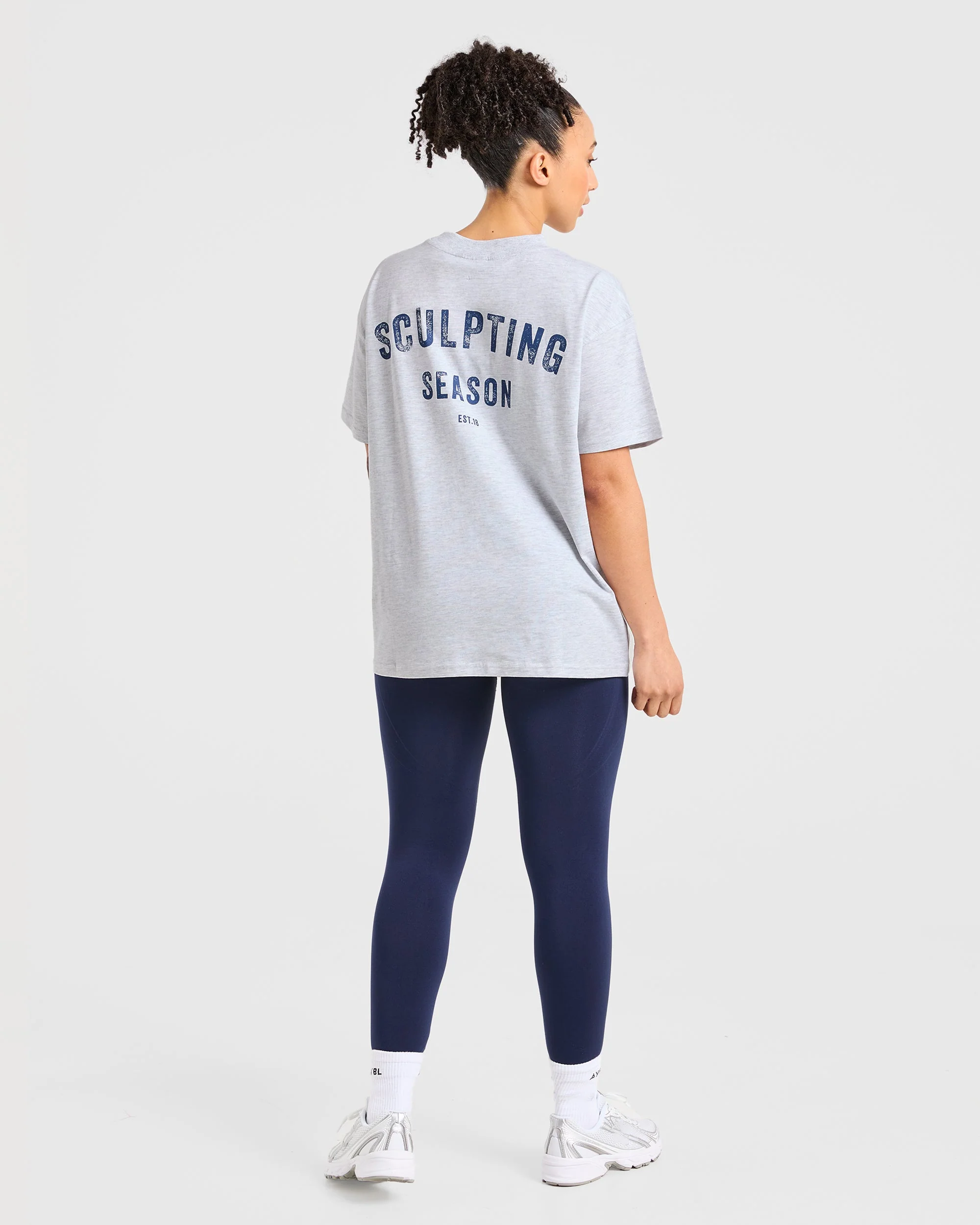 Sculpting Season Oversized T Shirt - Heather Gris/Navy - Image 3