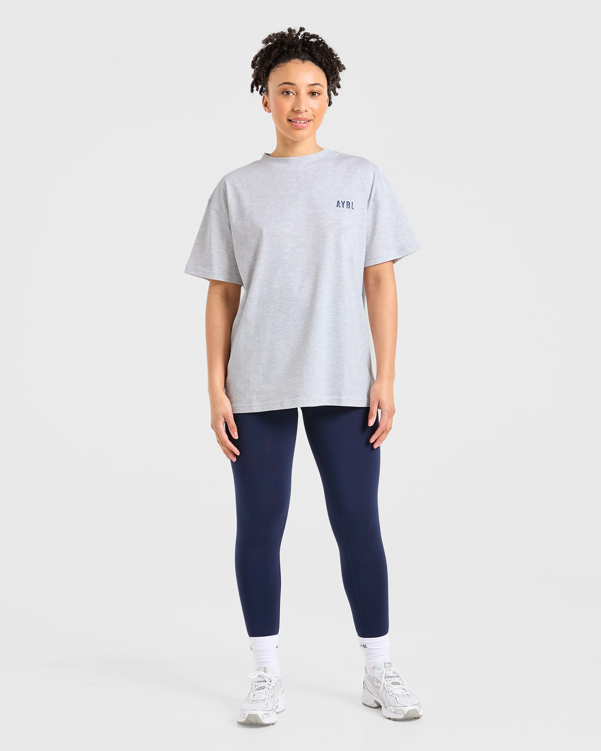 Sculpting Season Oversized T Shirt - Heather Gris/Navy - Image 4