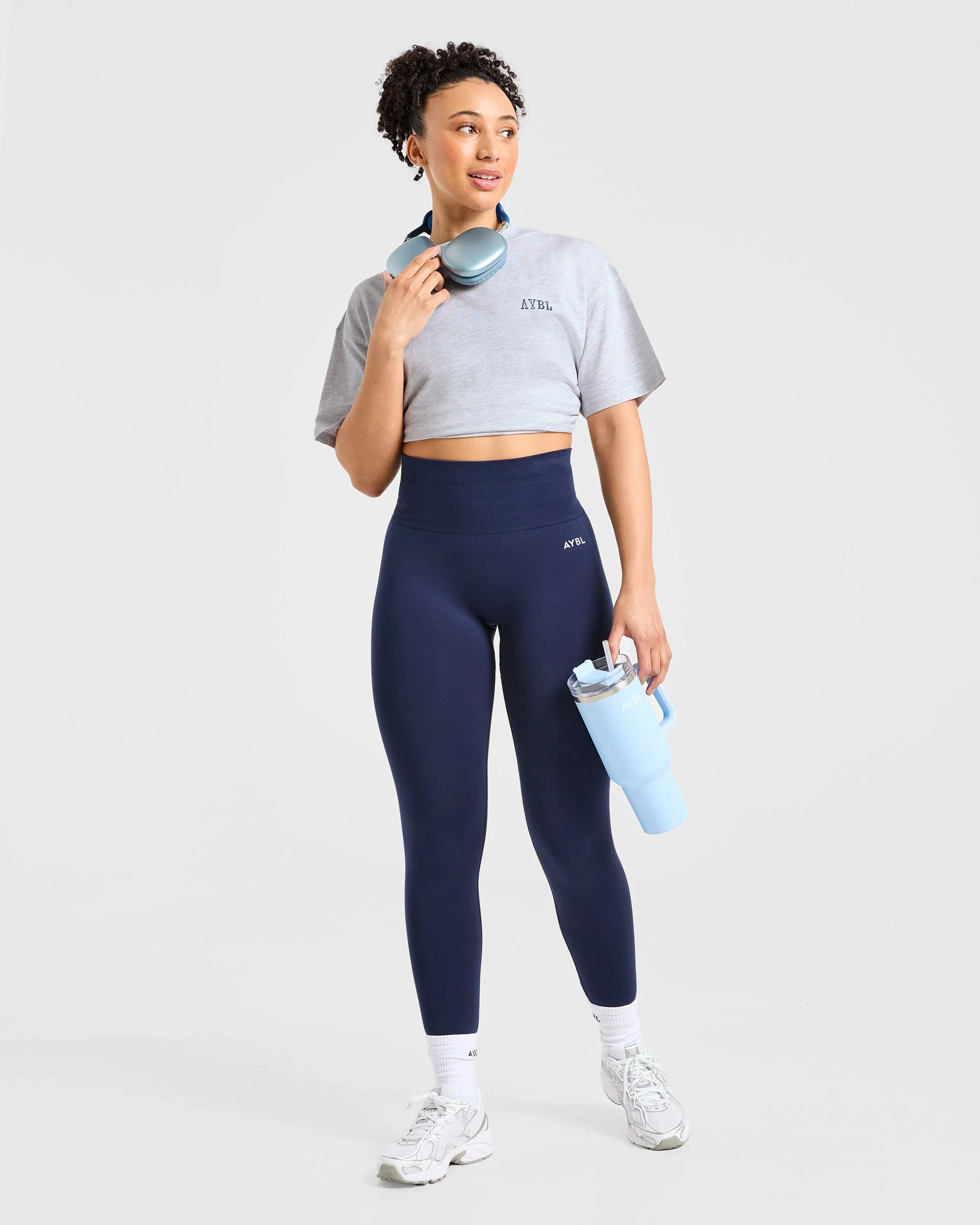 Sculpting Season Oversized T Shirt - Heather Gris/Navy - Image 7