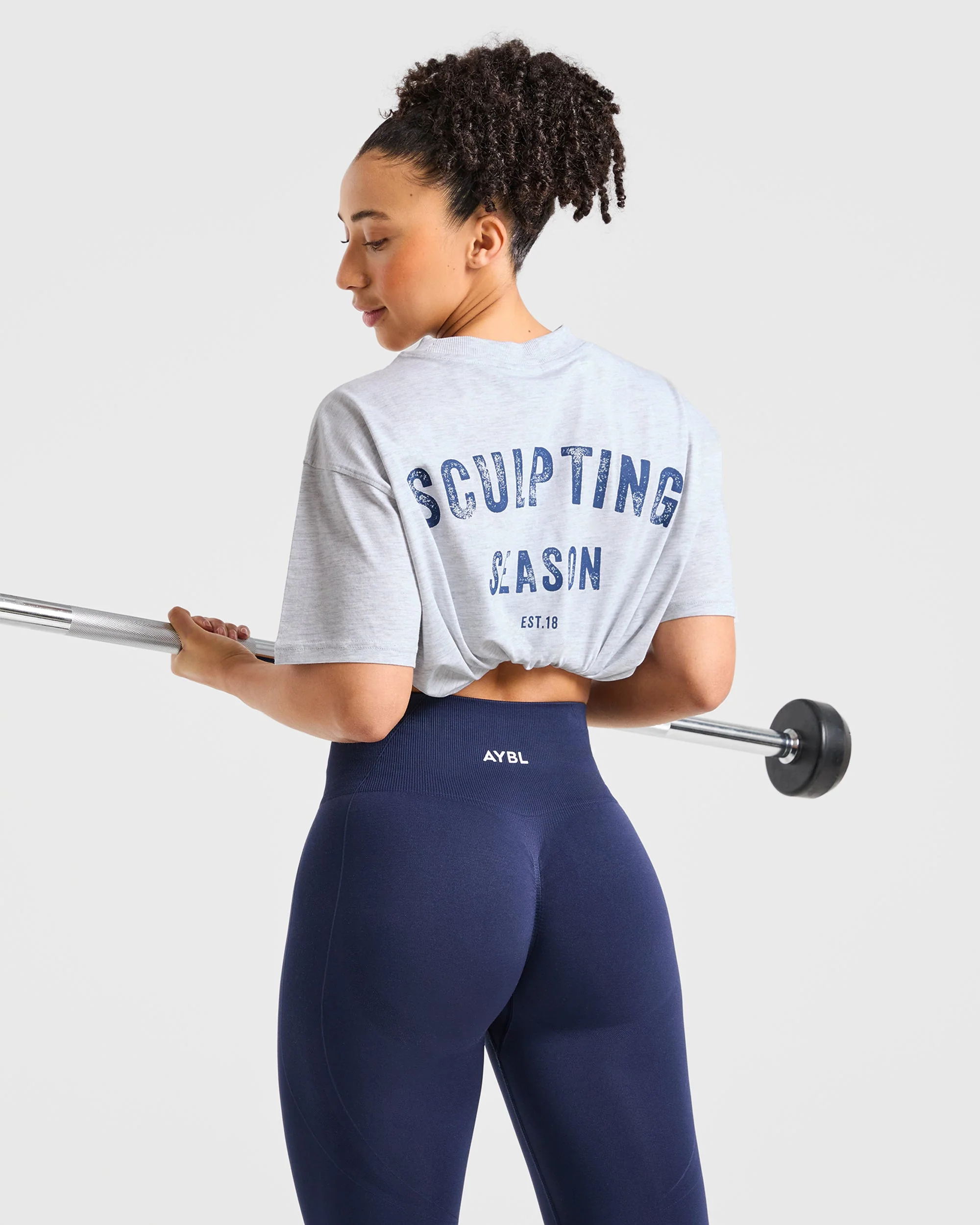 Sculpting Season Oversized T Shirt - Heather Gris/Navy - Image 8