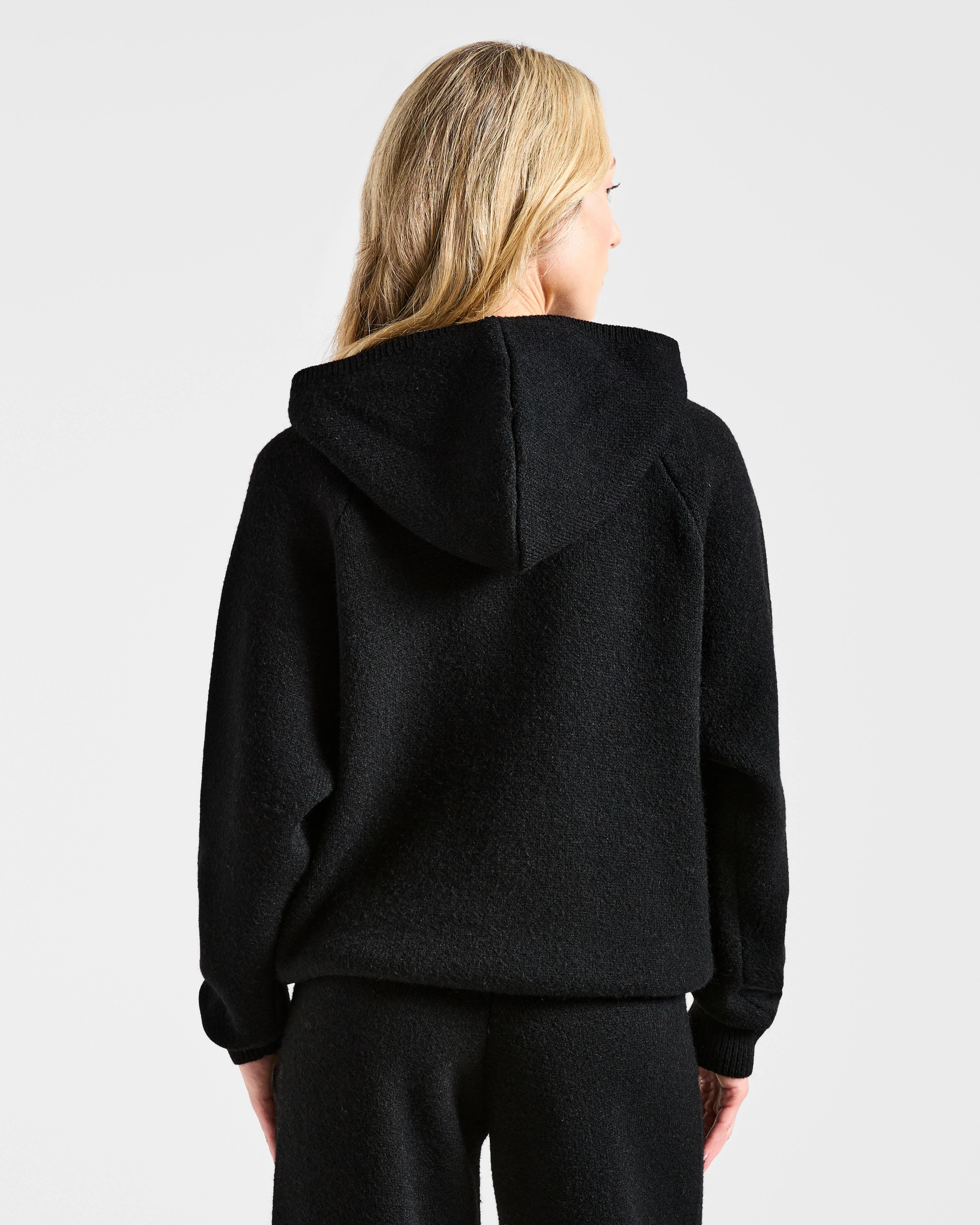 Soft Oversized Knitted Hoodie - Noir - Image 2