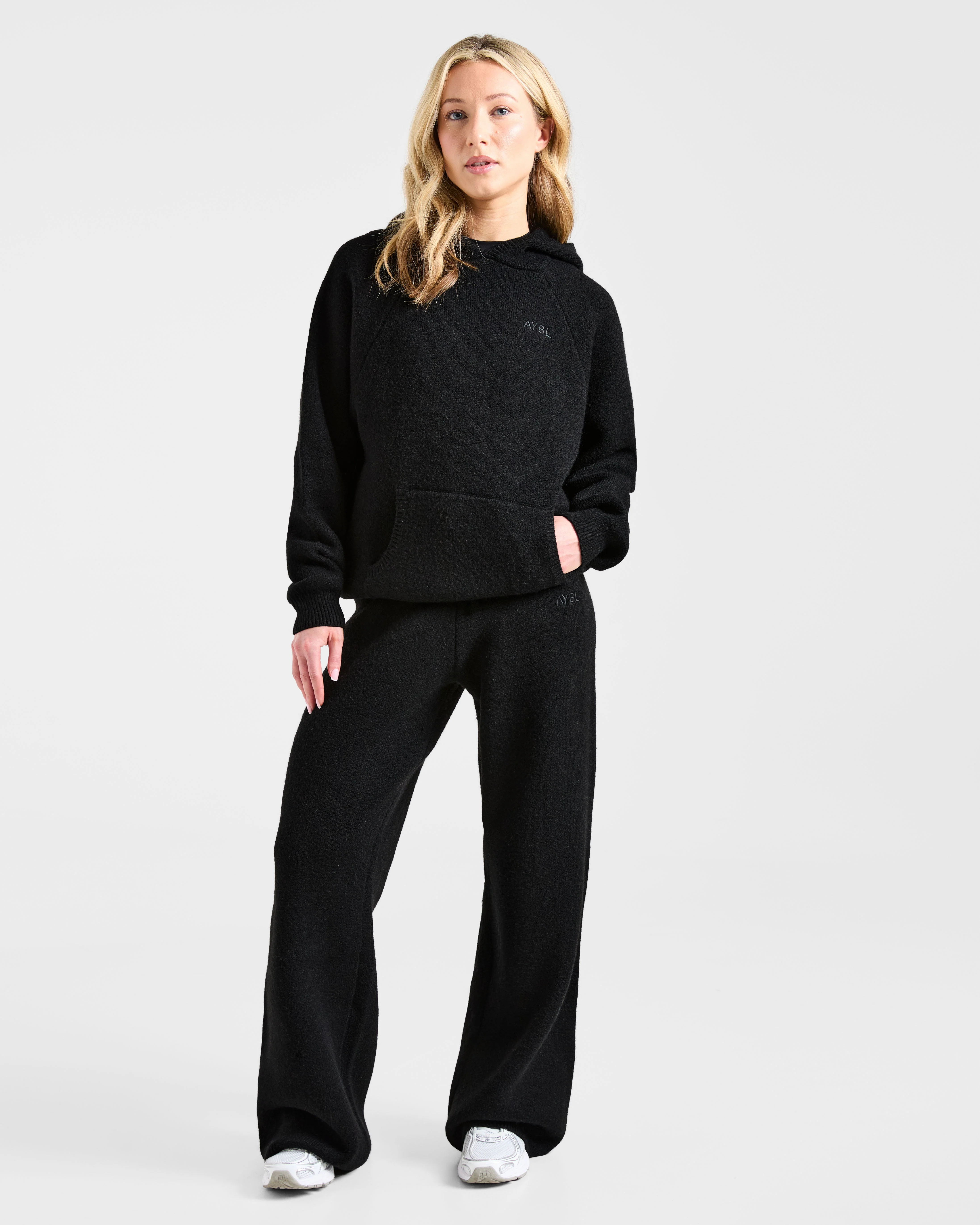 Soft Oversized Knitted Hoodie - Noir - Image 3