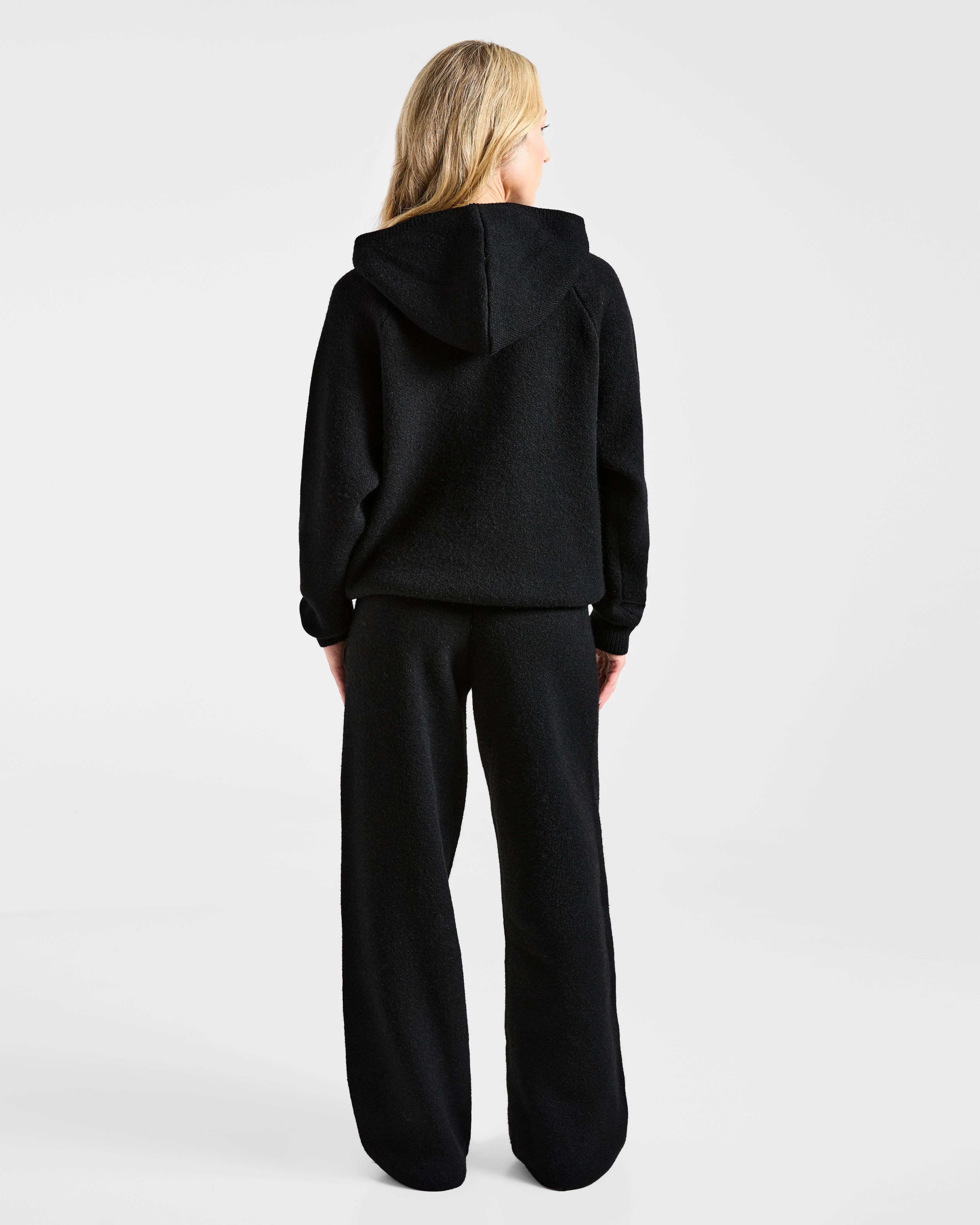 Soft Oversized Knitted Hoodie - Noir - Image 4