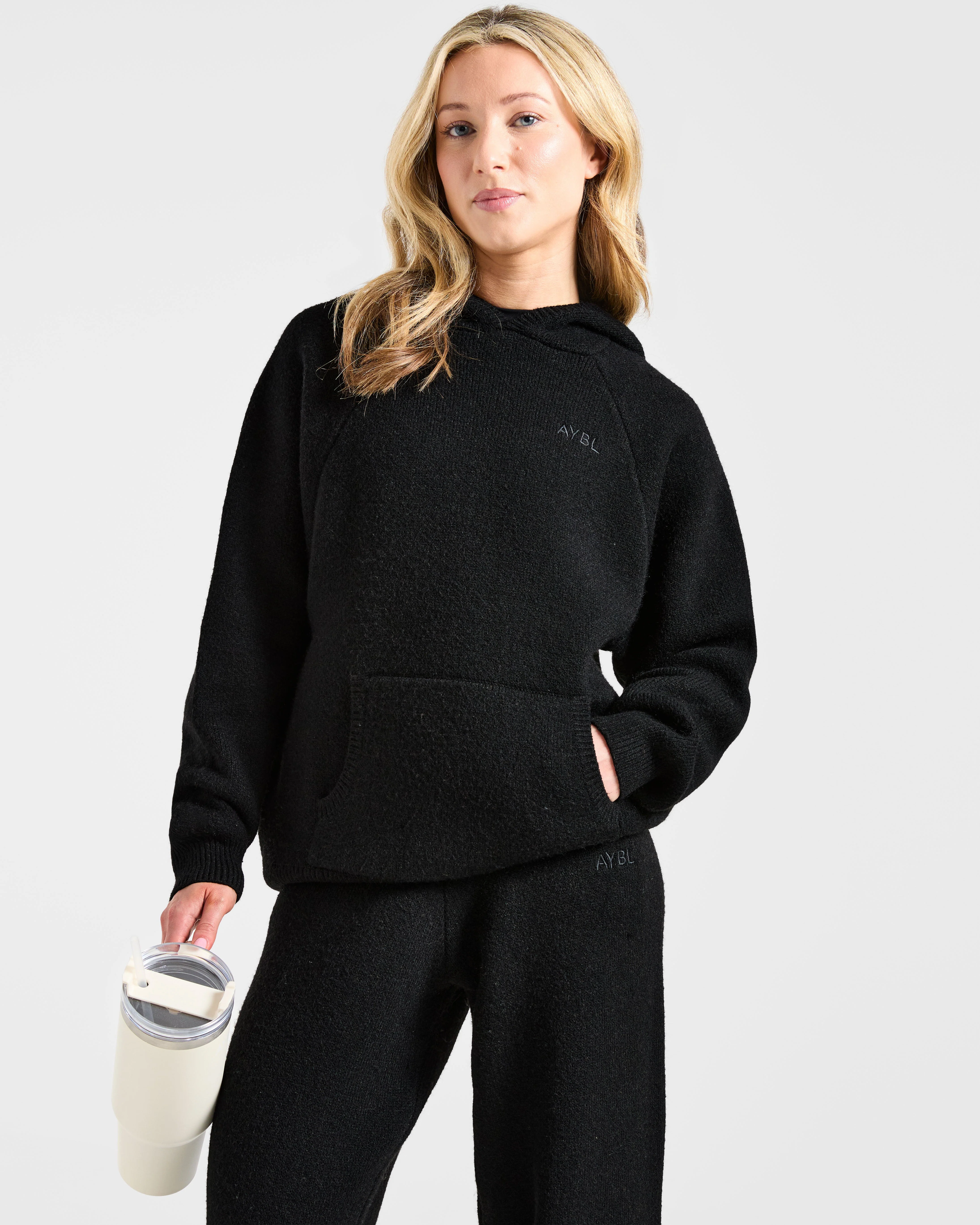 Soft Oversized Knitted Hoodie - Noir - Image 7