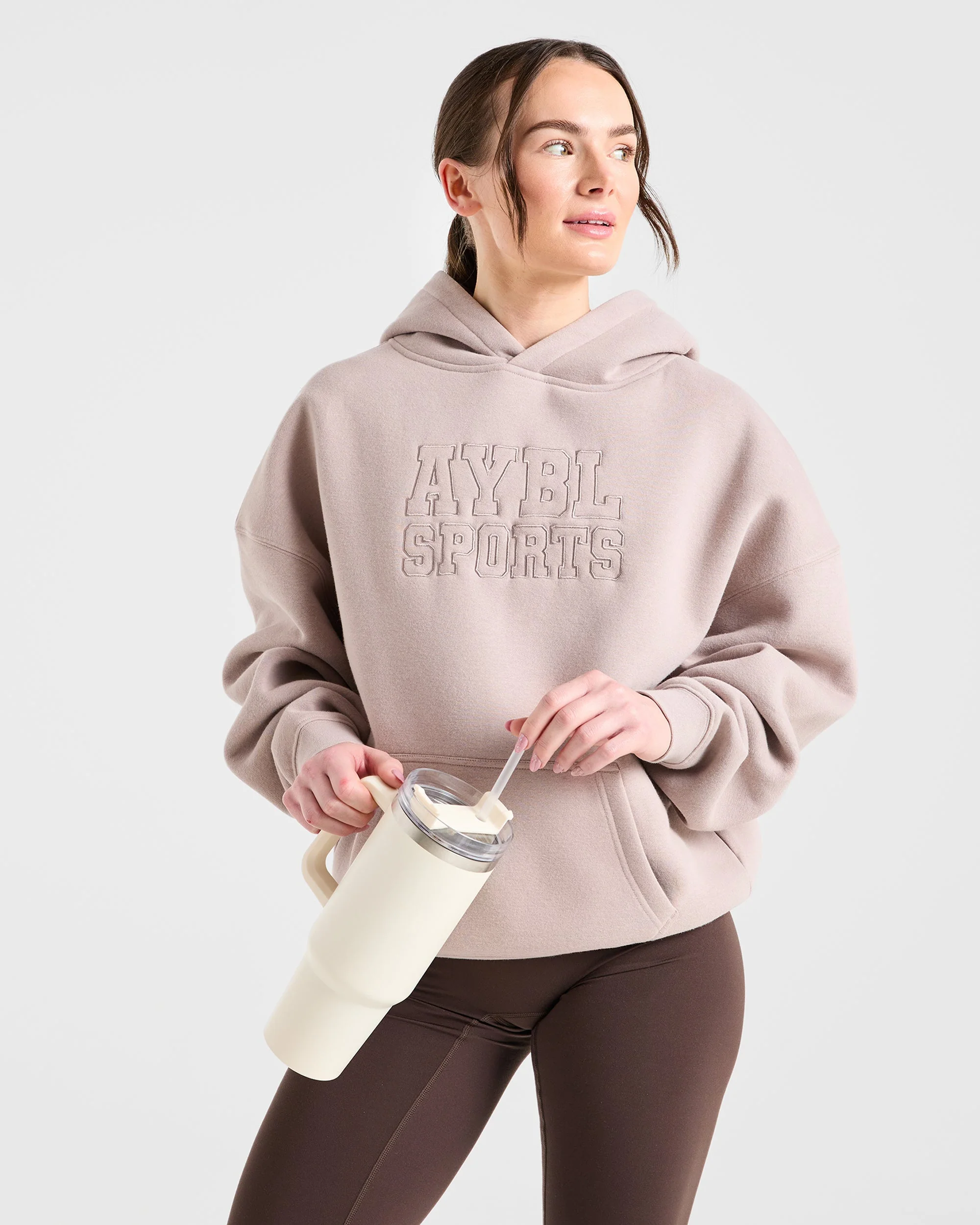 Sport Outline Oversized Hoodie - Pebble Gris - Image 7