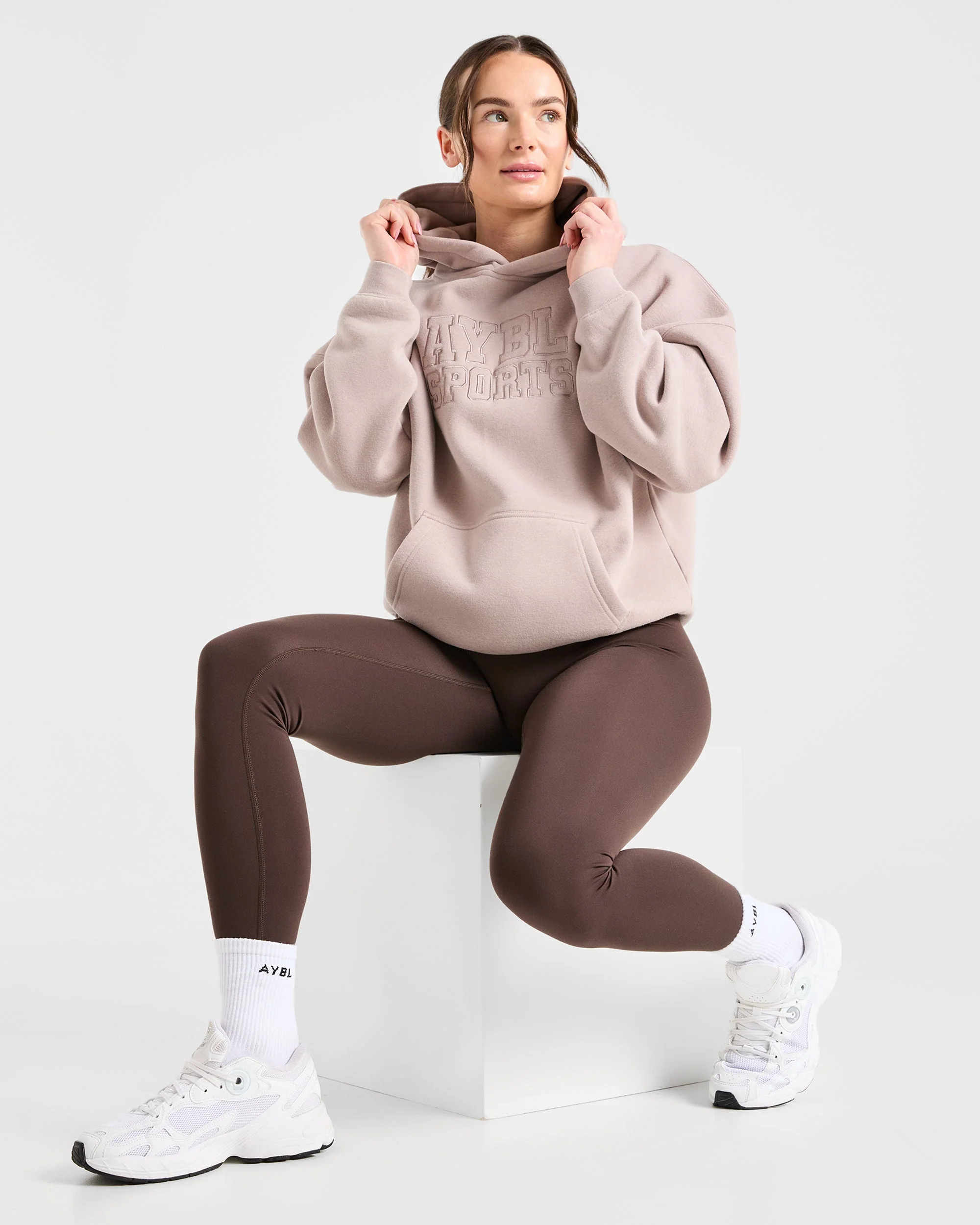 Sport Outline Oversized Hoodie - Pebble Gris - Image 8