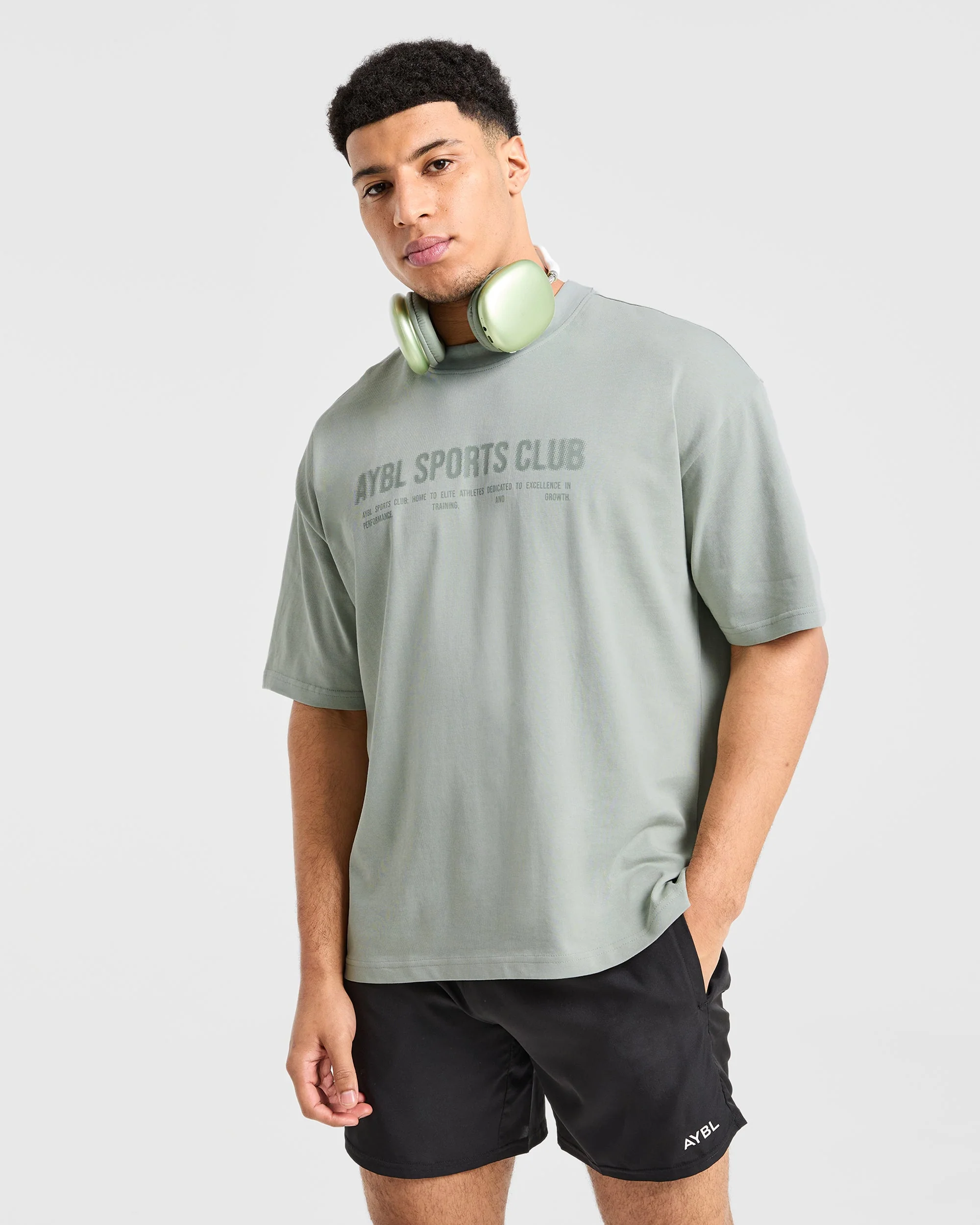 Sports Club Dot Oversized T Shirt - Vert Mist - Image 7