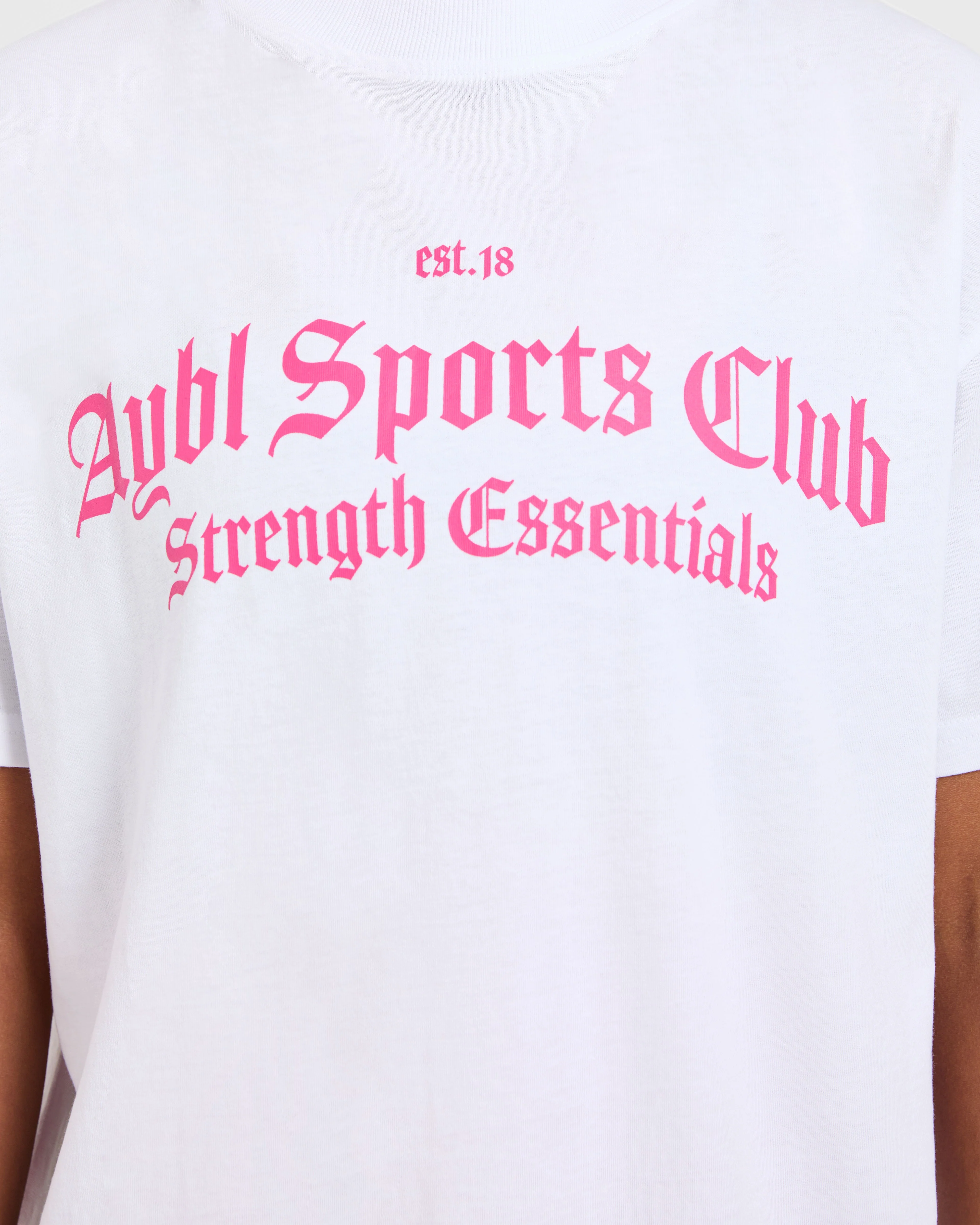 Sports Club Gothic Oversized T Shirt - Blanc/Rose - Image 5