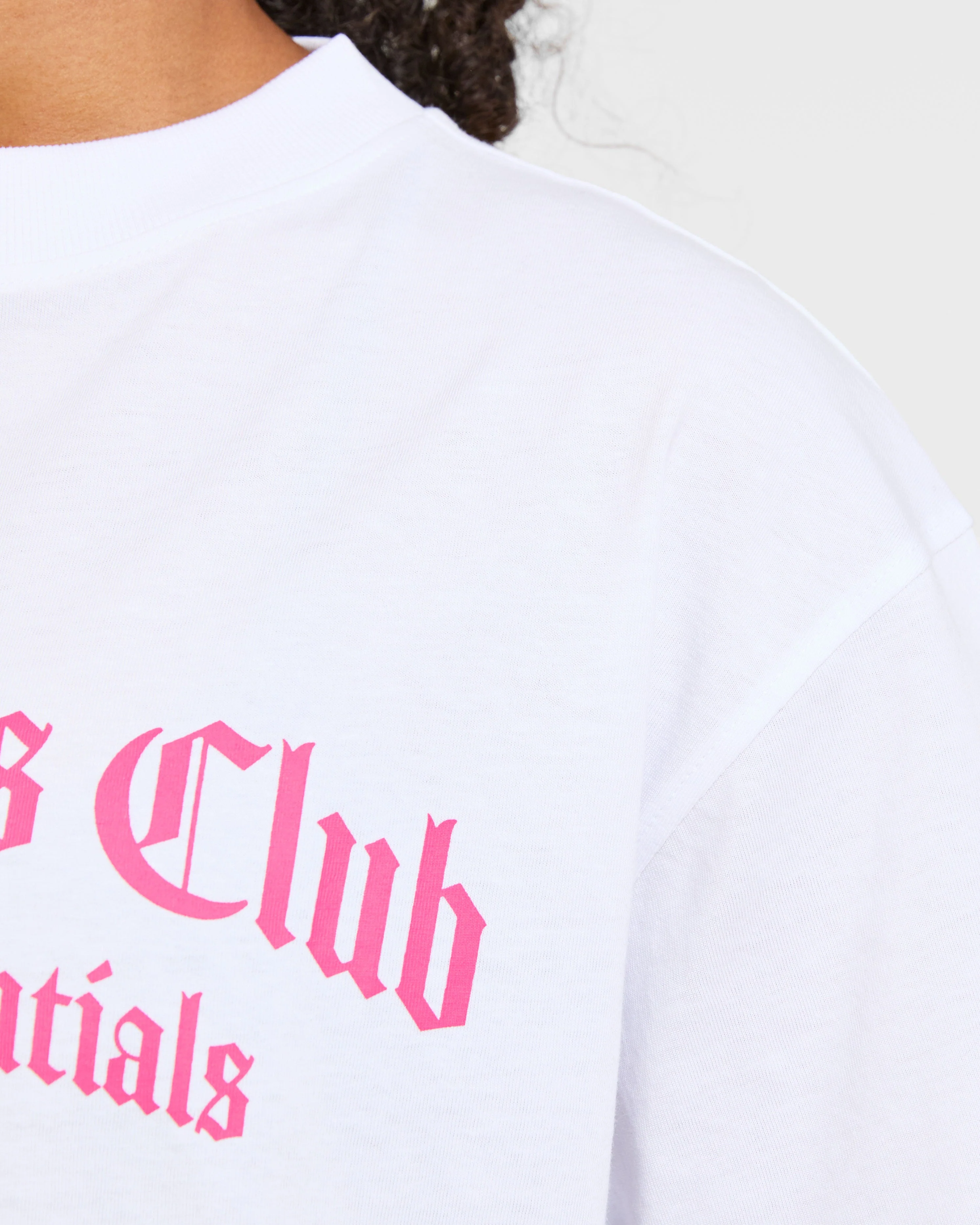 Sports Club Gothic Oversized T Shirt - Blanc/Rose - Image 6