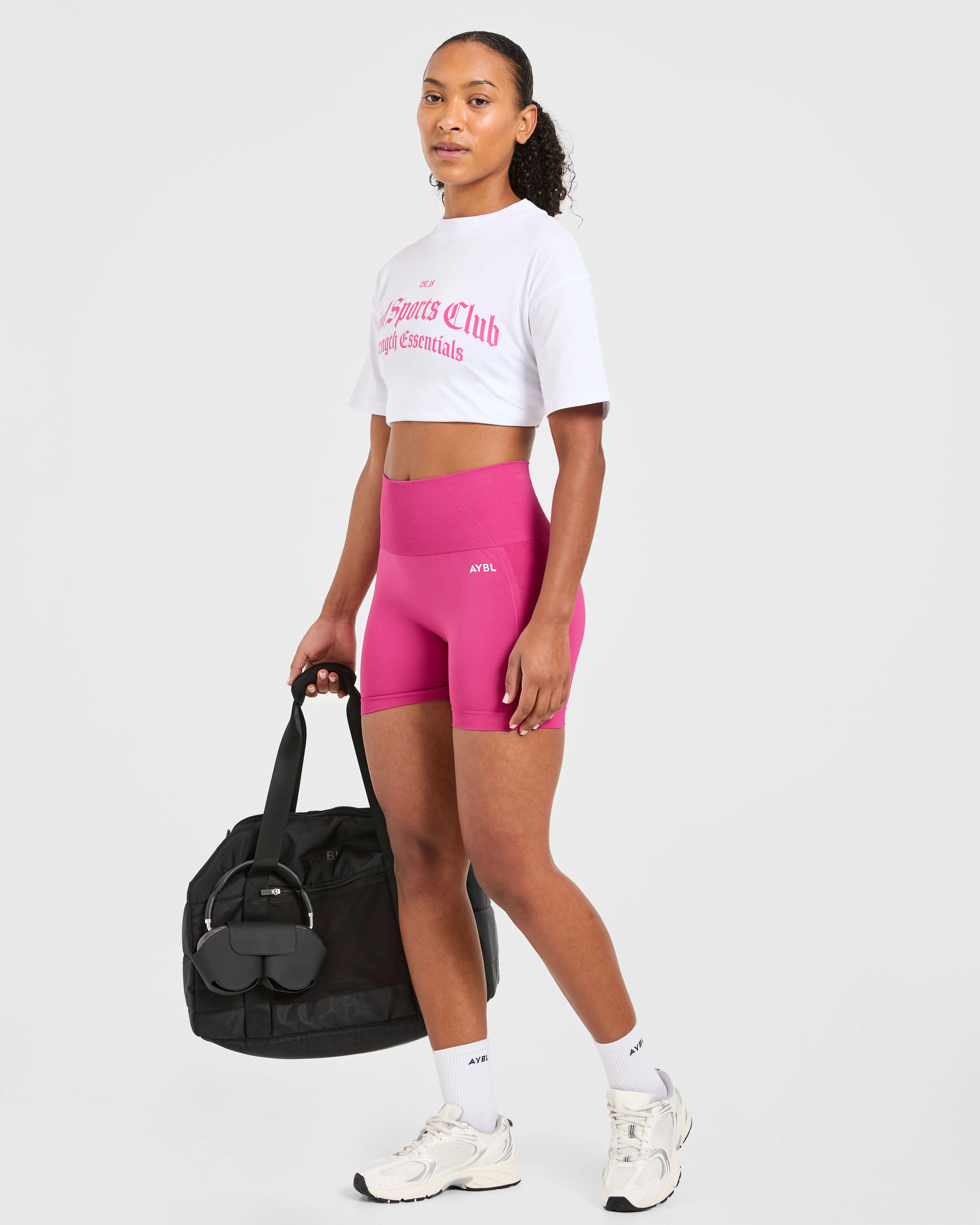 Sports Club Gothic Oversized T Shirt - Blanc/Rose - Image 7