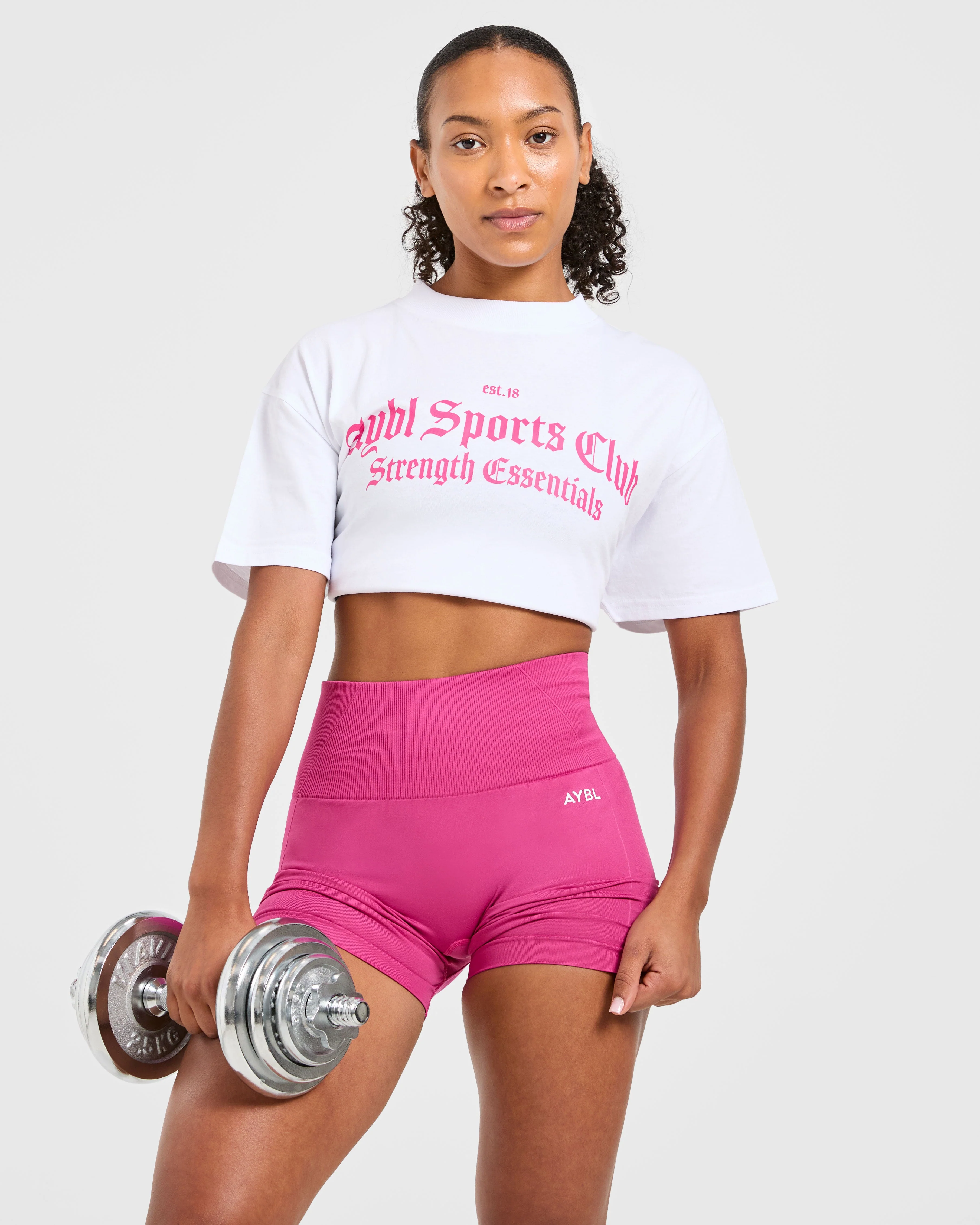 Sports Club Gothic Oversized T Shirt - Blanc/Rose - Image 8