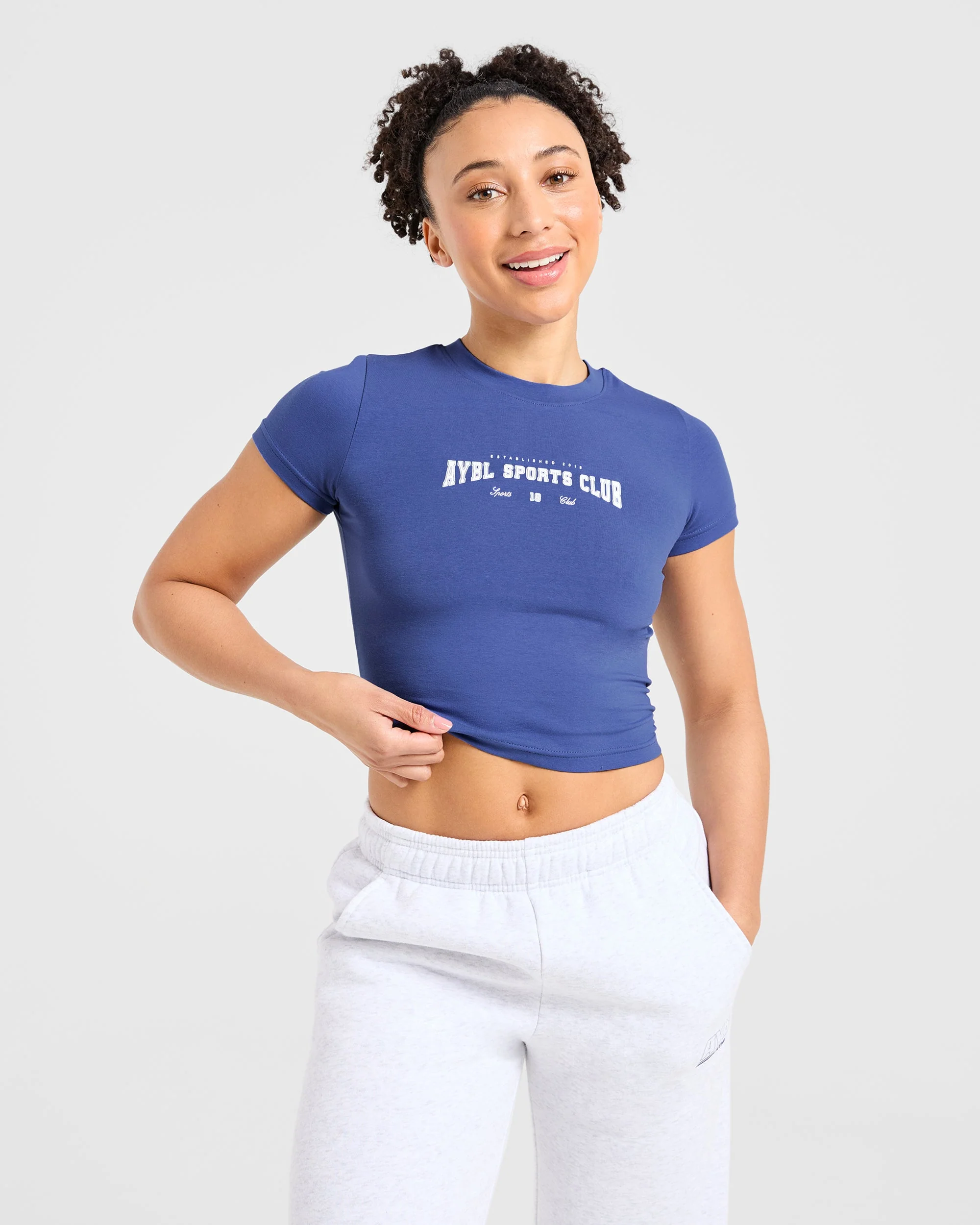 Sports Club Varsity Baby Tee - Cobalt - Image 8