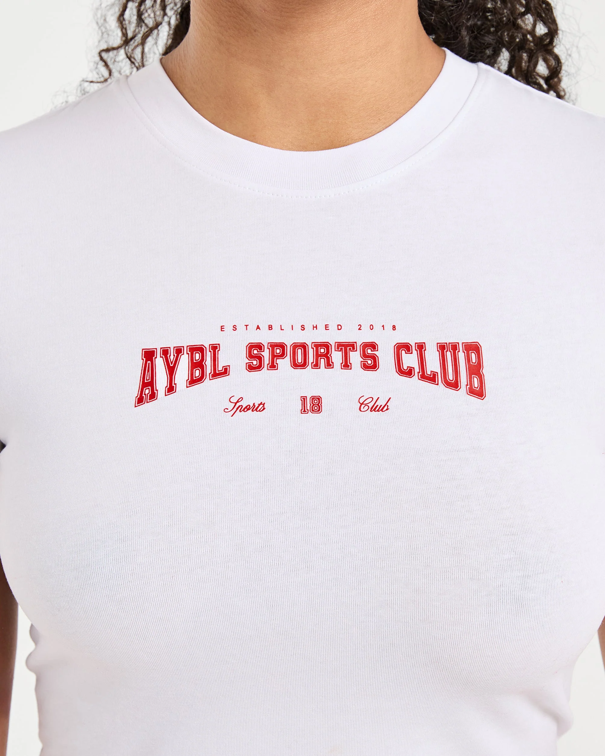 Sports Club Varsity Baby Tee - White/Red - Image 5