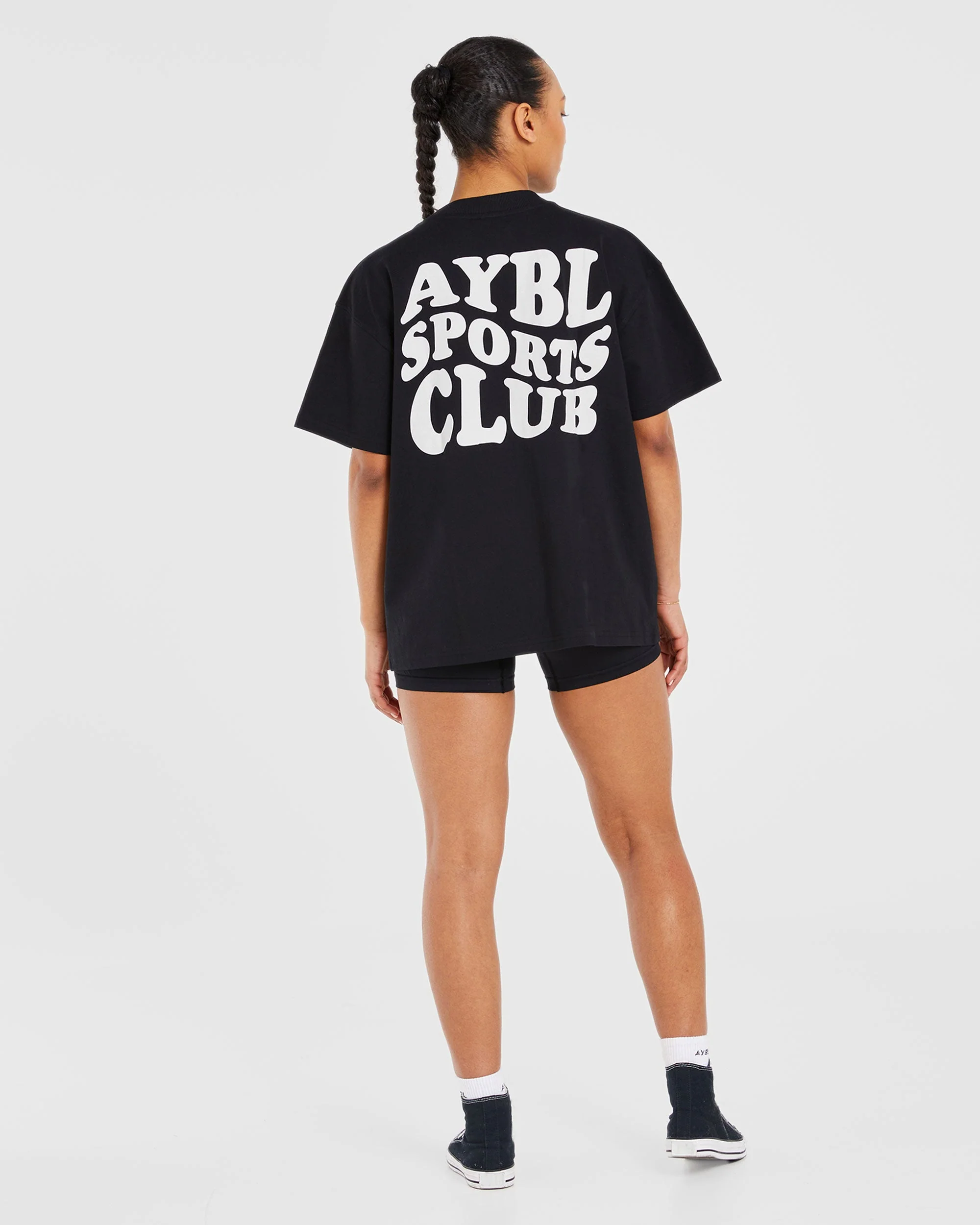 Sports Club Wavy Oversized T Shirt - Noir - Image 3