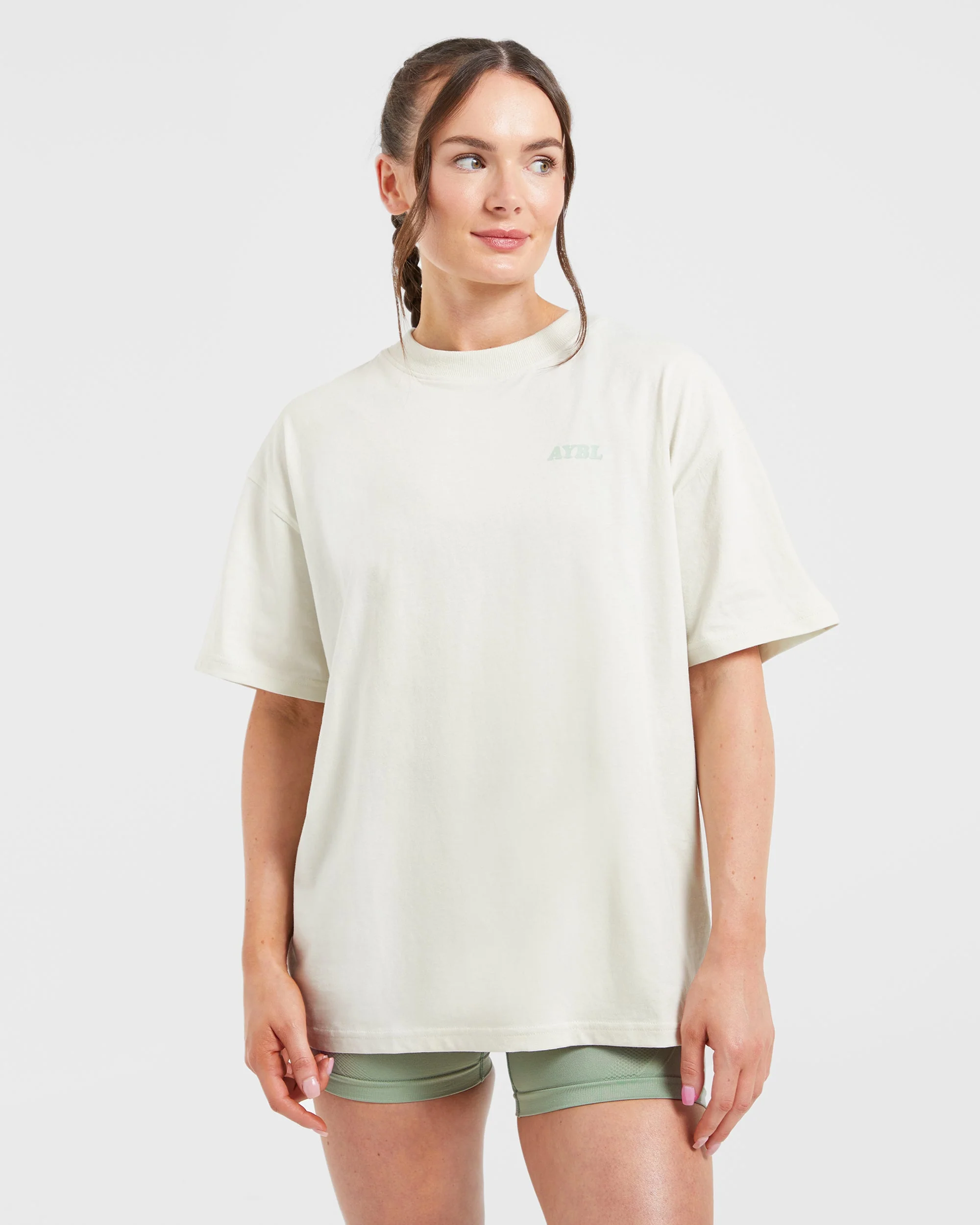 Sports Club Wavy Oversized T Shirt - Off Blanc/Vert - Image 2