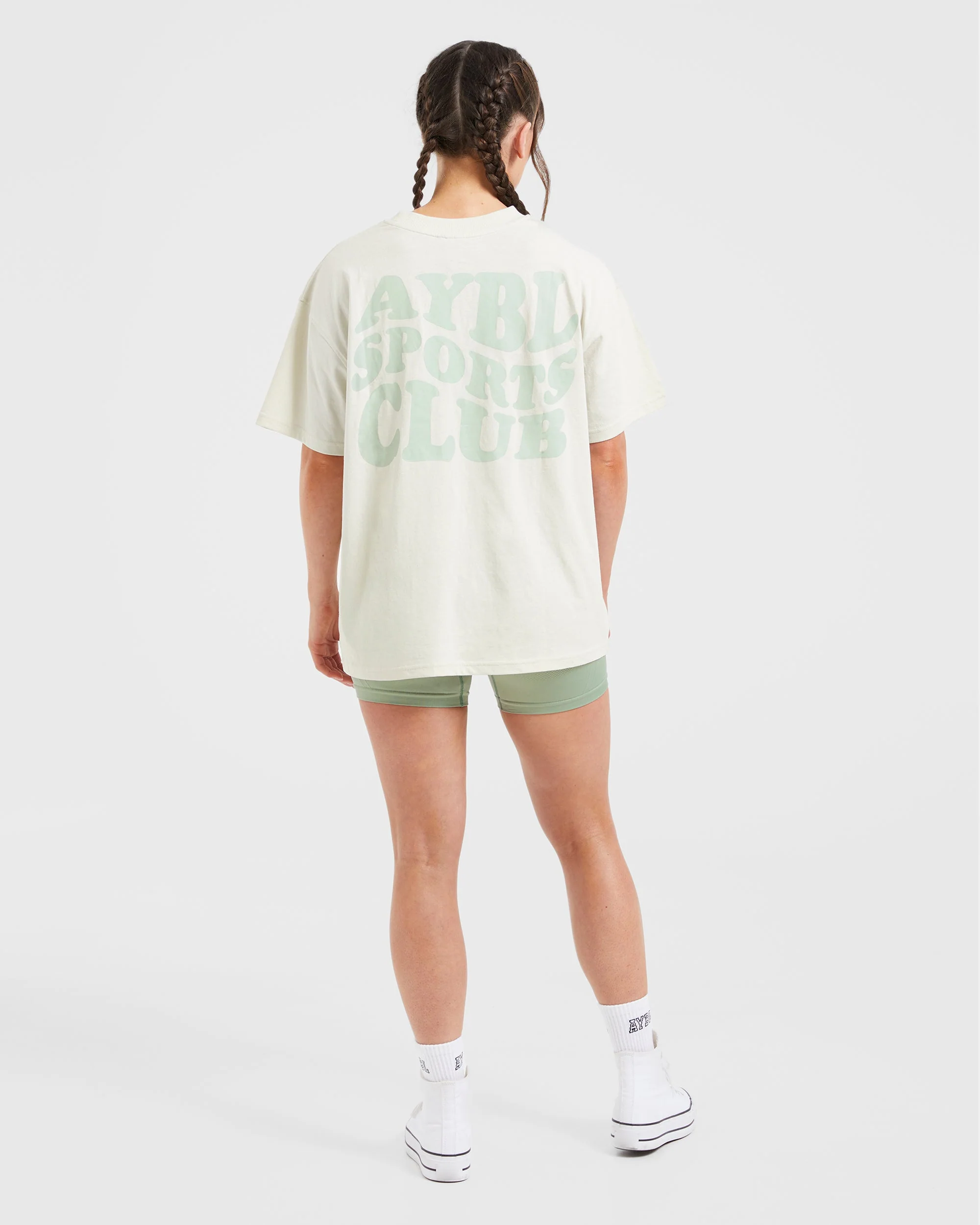 Sports Club Wavy Oversized T Shirt - Off Blanc/Vert - Image 4