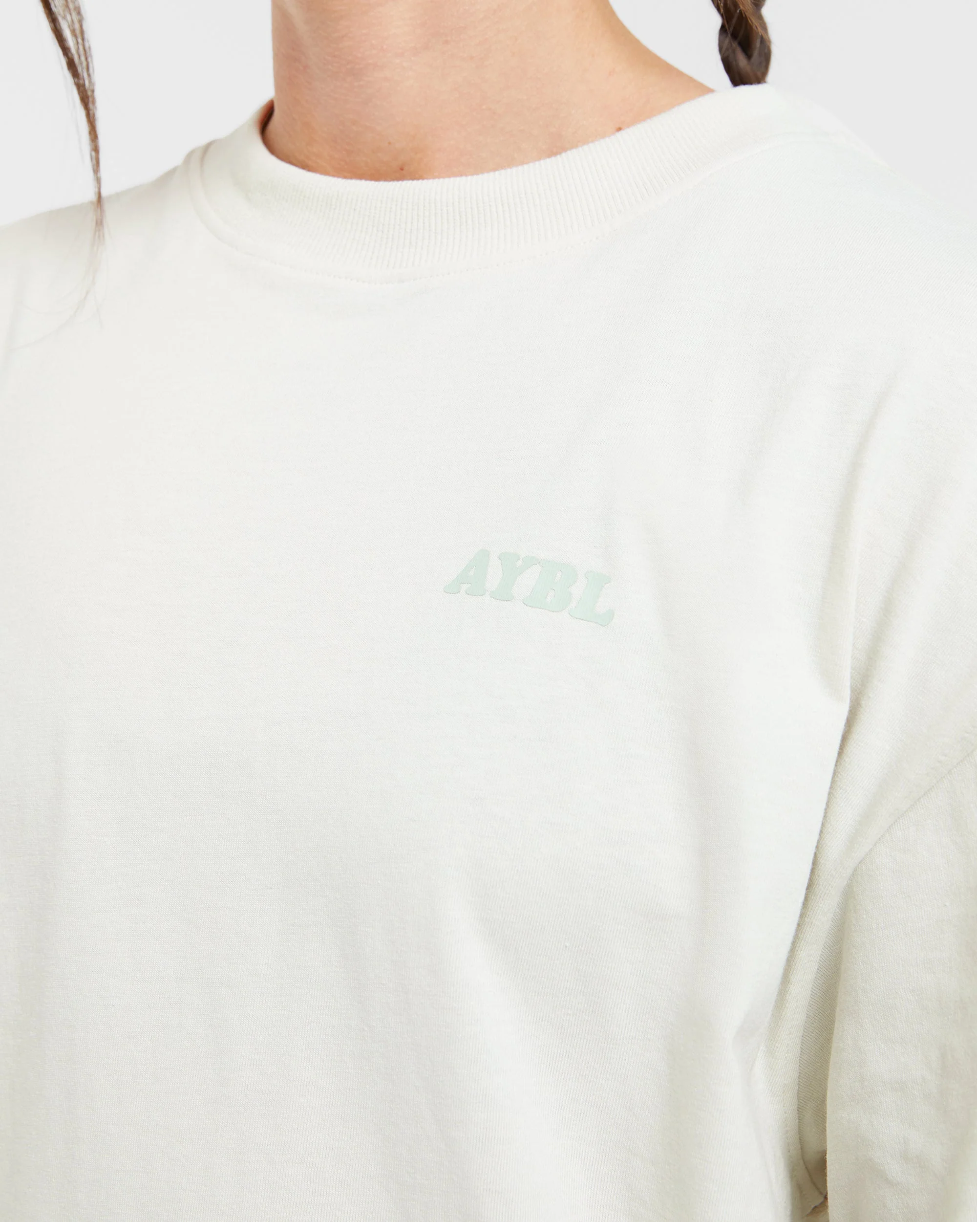 Sports Club Wavy Oversized T Shirt - Off Blanc/Vert - Image 5