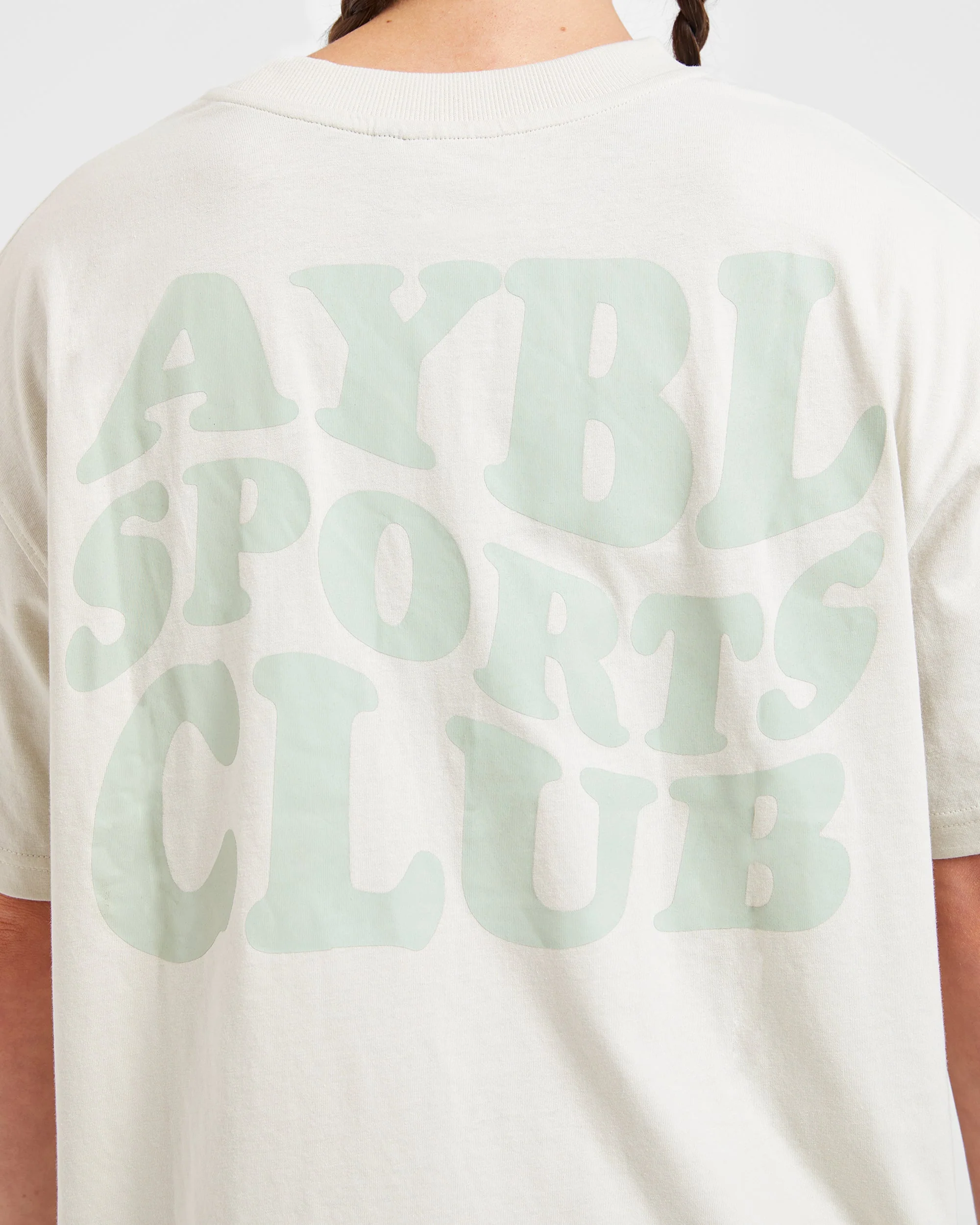 Sports Club Wavy Oversized T Shirt - Off Blanc/Vert - Image 6