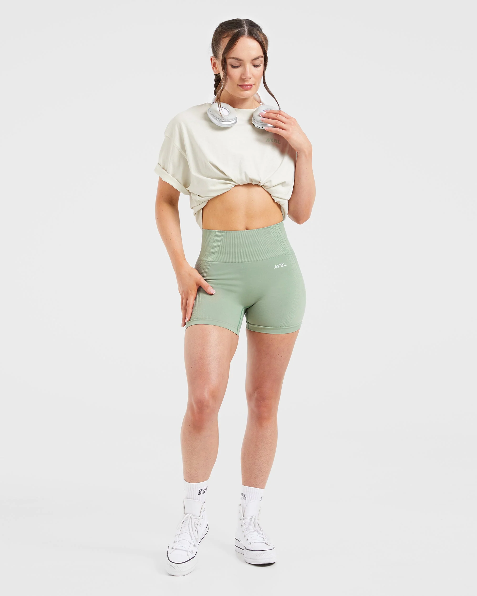 Sports Club Wavy Oversized T Shirt - Off Blanc/Vert - Image 7