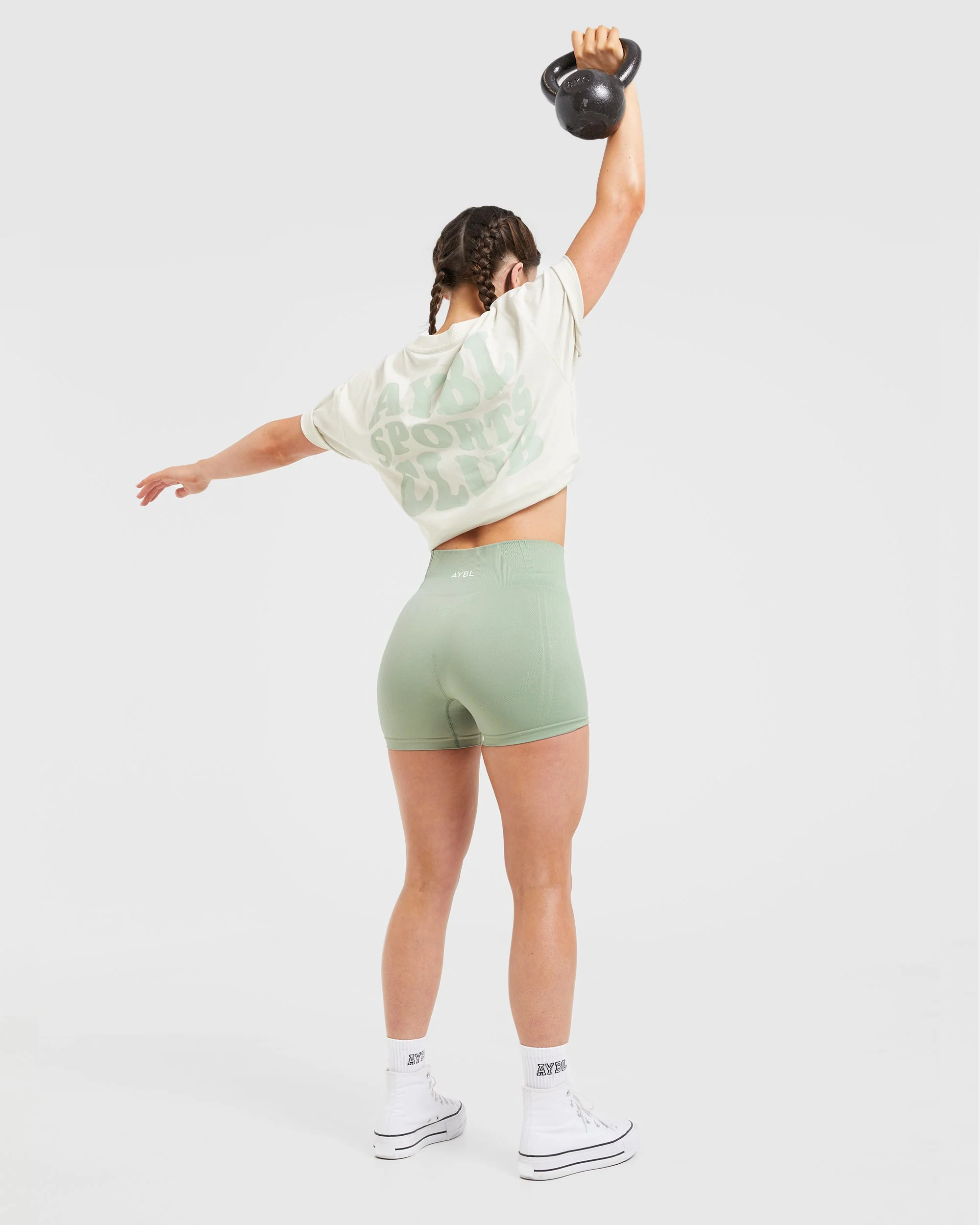 Sports Club Wavy Oversized T Shirt - Off Blanc/Vert - Image 8